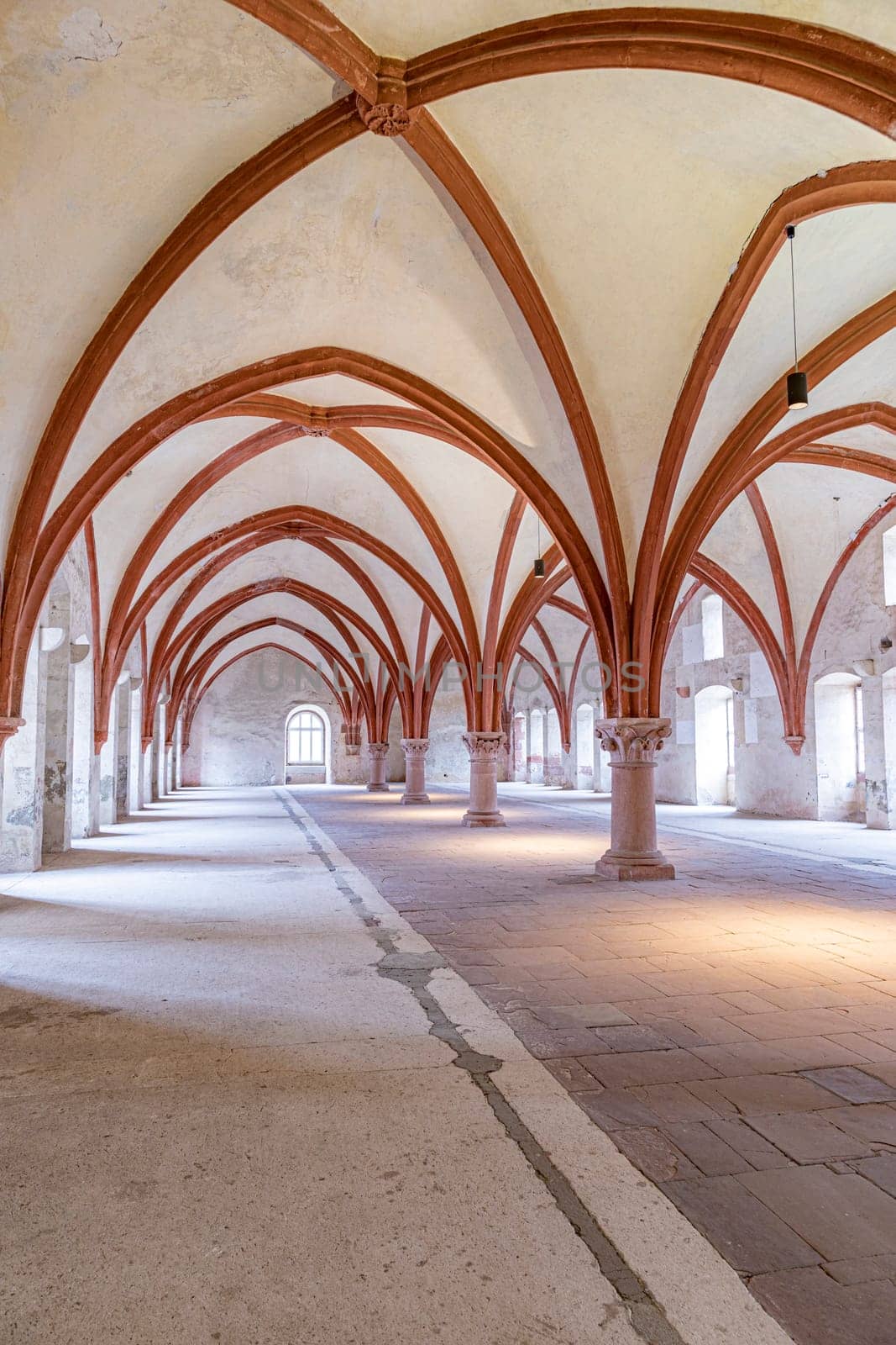 Eberbach, Germany - December 29, 2018: Monks dormitory at monastery Eberbach in Germany.