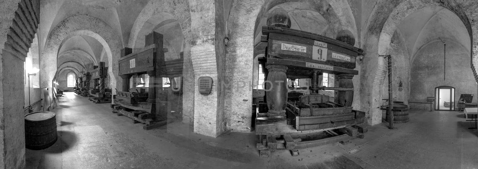 Eberbach, Germany - December 29, 2018: old vinery in Eberbach. The Abbey is a former Cistercian monastery near Eltville am Rhein in the Rheingau, Germany.