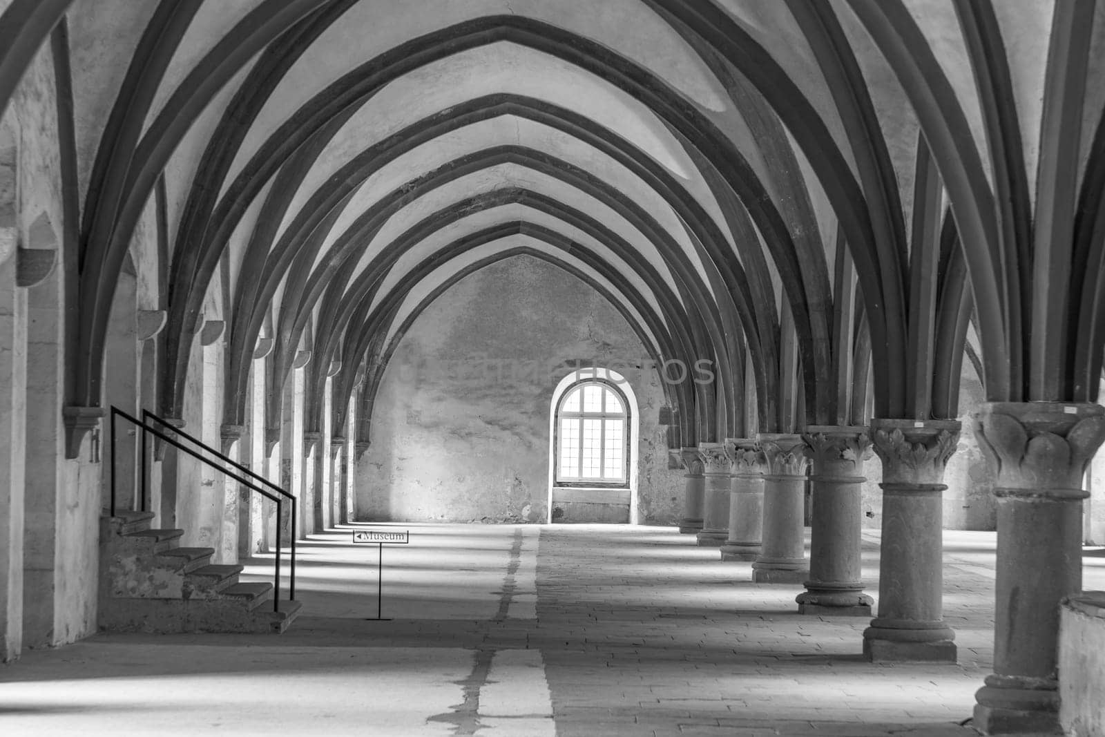 Eberbach, Germany - December 29, 2018: Monks dormitory at monastery Eberbach in Germany.