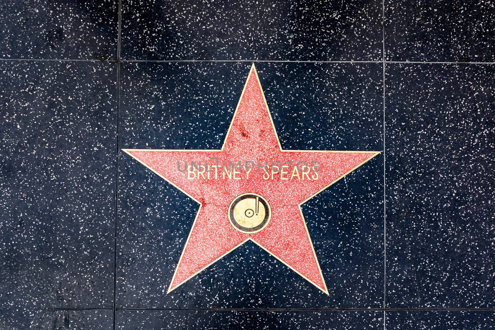 Los Angeles, USA - March 5, 2019: closeup of Star on the Hollywood Walk of Fame for Britney Spears.
