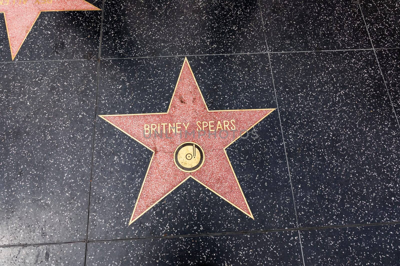 Los Angeles, USA - March 5, 2019: closeup of Star on the Hollywood Walk of Fame for Britney Spears.