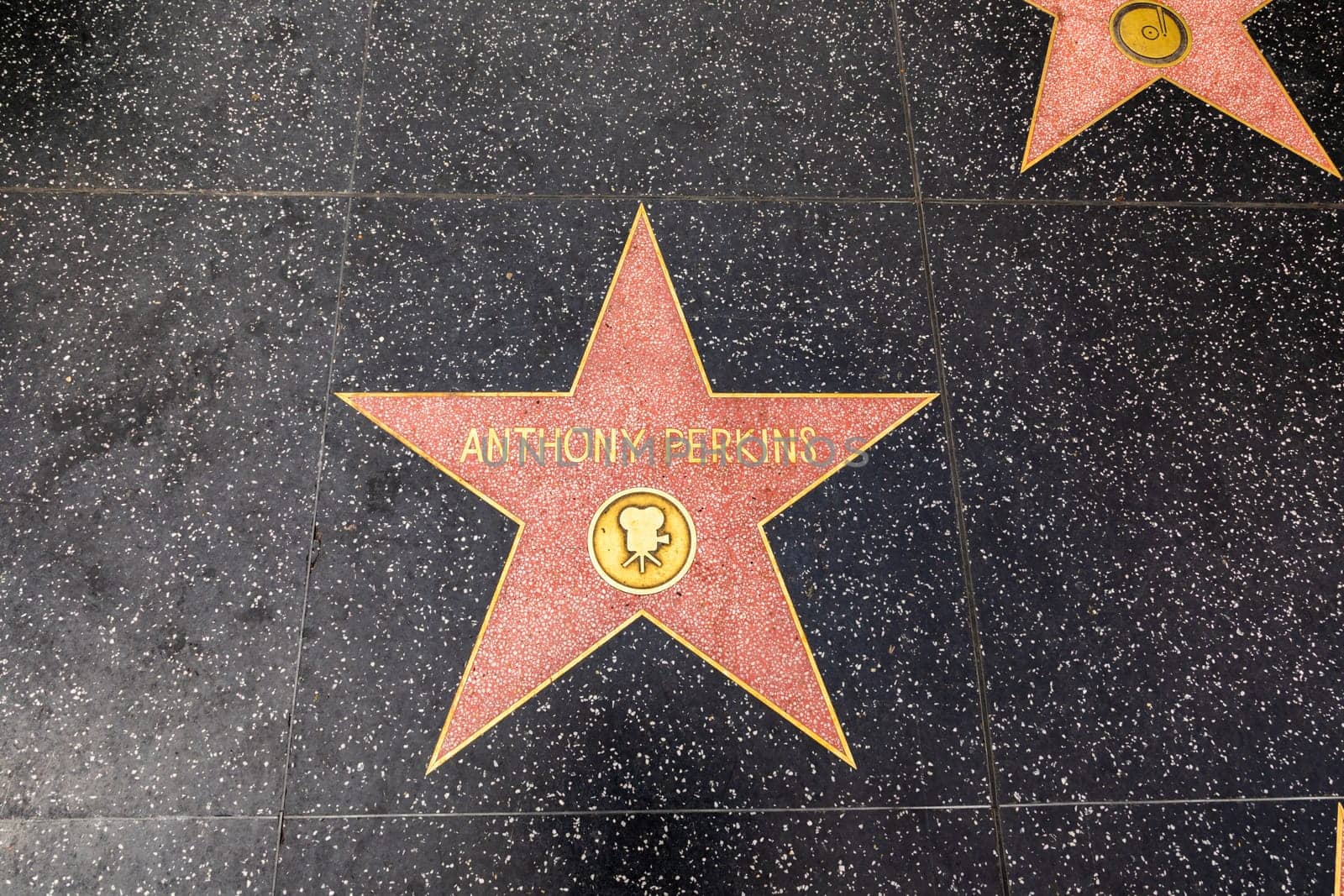Los Angeles, USA - March 5, 2019: closeup of Star on the Hollywood Walk of Fame for Anthony Perkins.