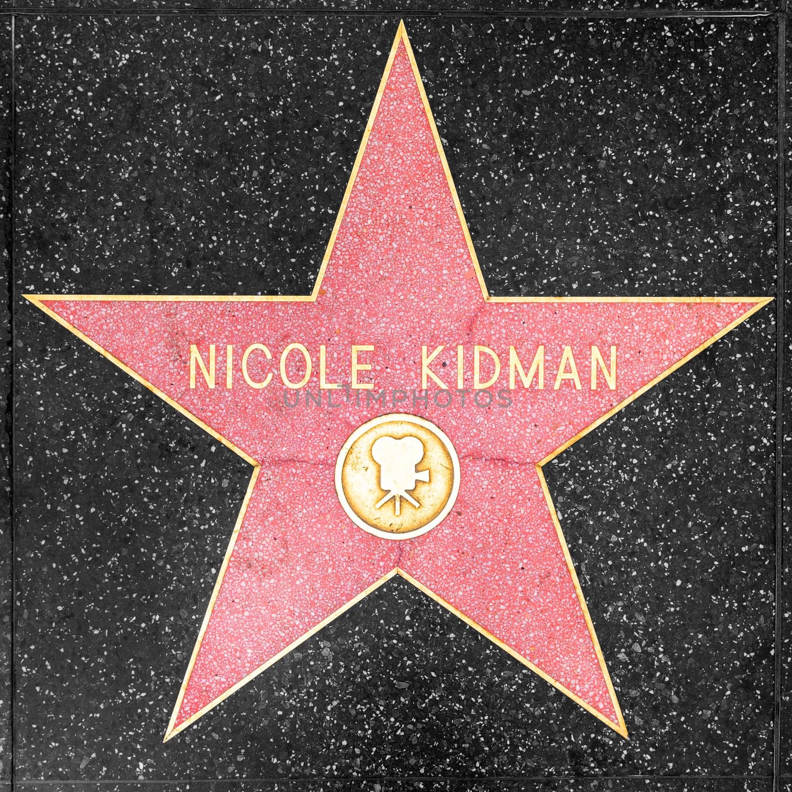 Los Angeles, USA - March 5, 2019: closeup of Star on the Hollywood Walk of Fame for Nicole Kidman.