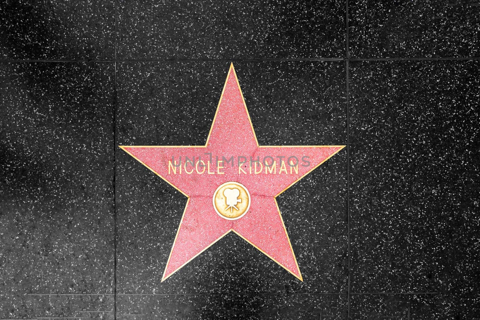 Los Angeles, USA - March 5, 2019: closeup of Star on the Hollywood Walk of Fame for Nicole Kidman.