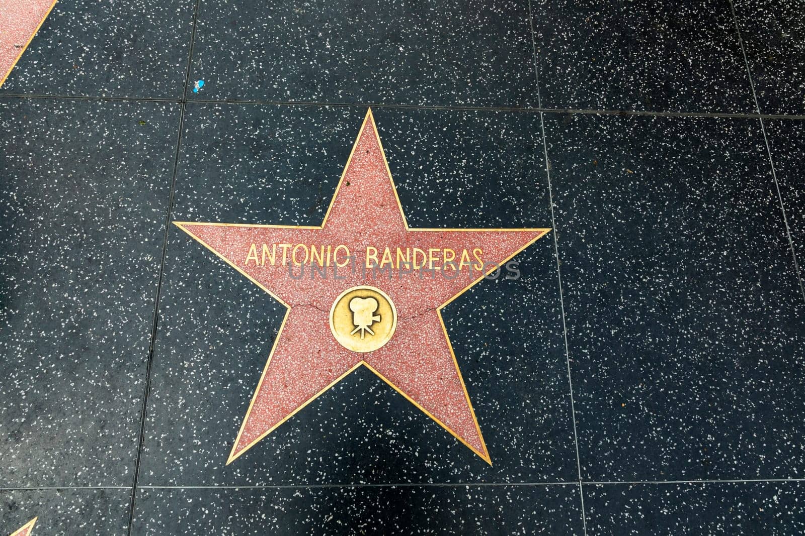 Los Angeles, USA - March 5, 2019: closeup of Star on the Hollywood Walk of Fame for Antonio Banderas.