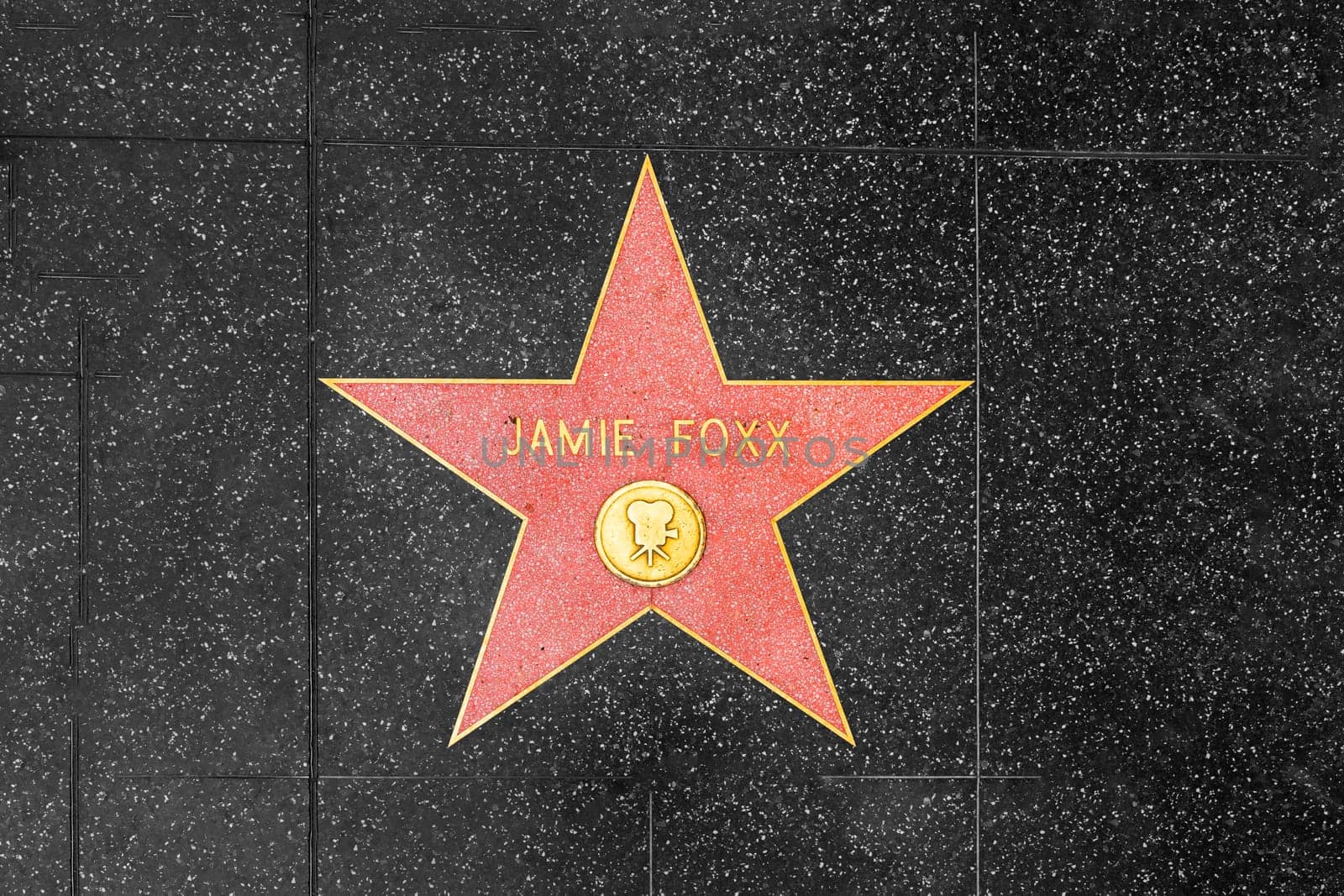 Los Angeles, USA - March 5, 2019: closeup of Star on the Hollywood Walk of Fame for Jamie Foxx.