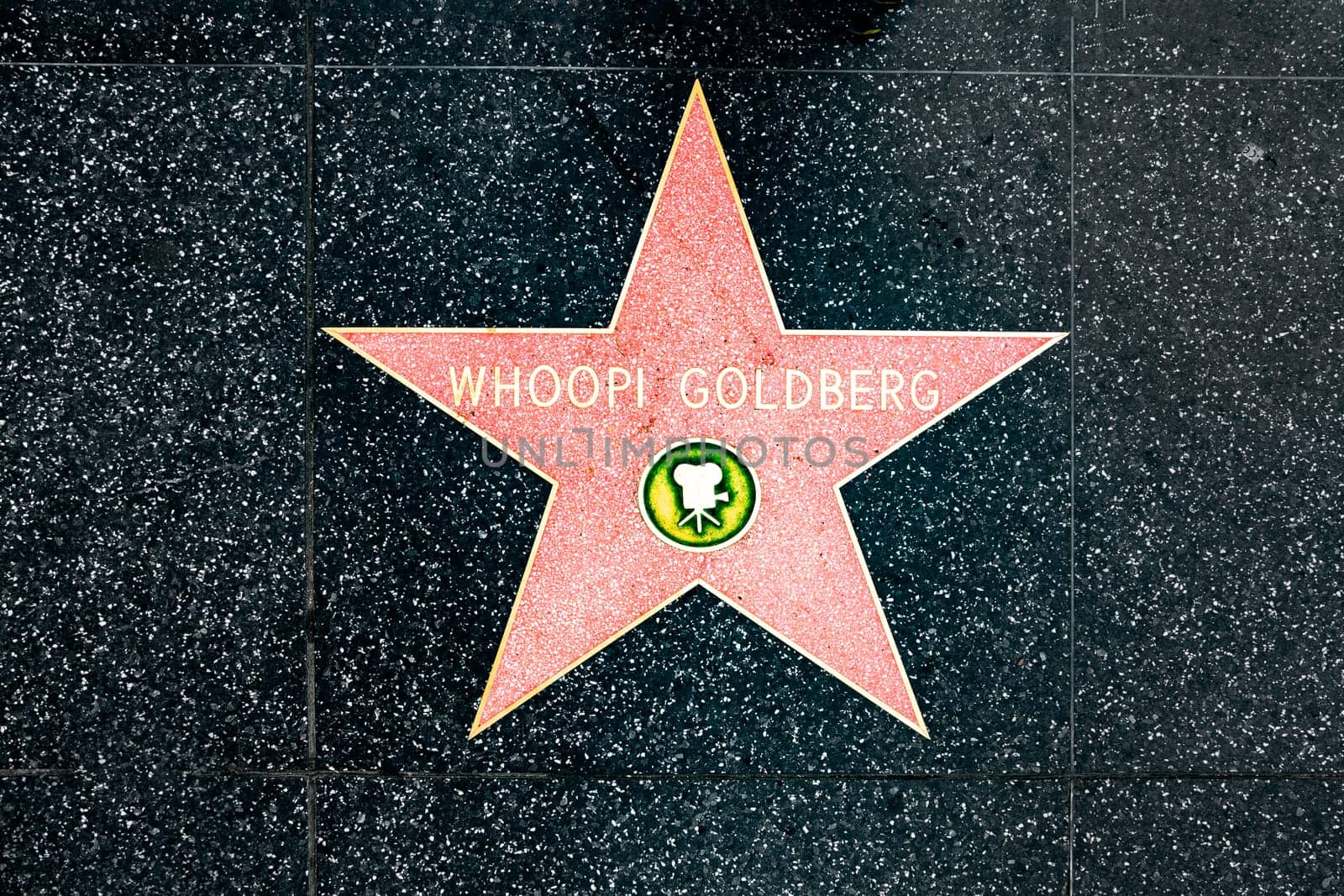 Los Angeles, USA - March 5, 2019: closeup of Star on the Hollywood Walk of Fame for Whoopy Goldberg.