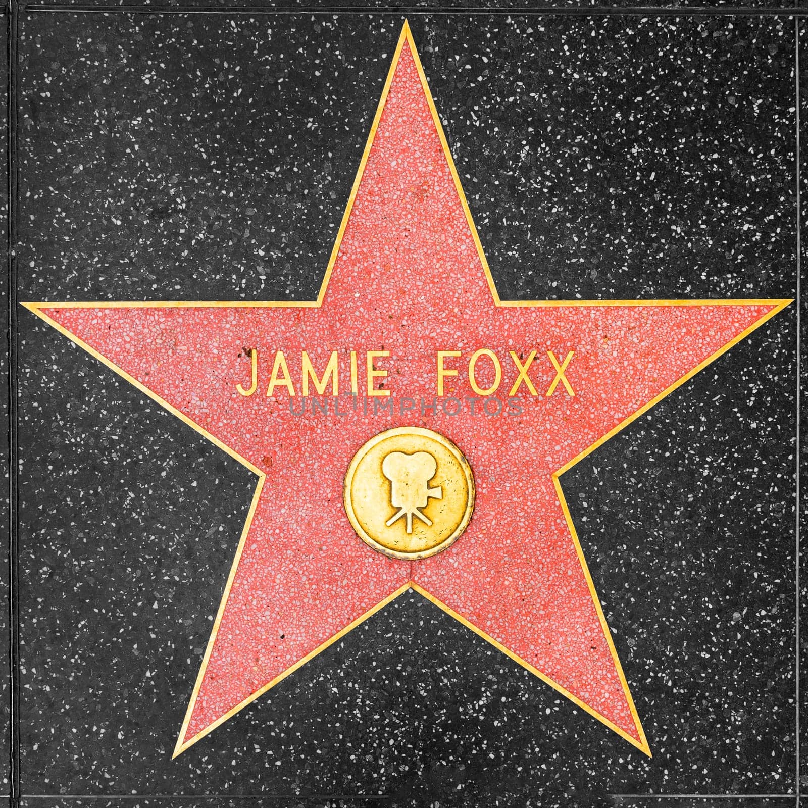 Los Angeles, USA - March 5, 2019: closeup of Star on the Hollywood Walk of Fame for Jamie Foxx.