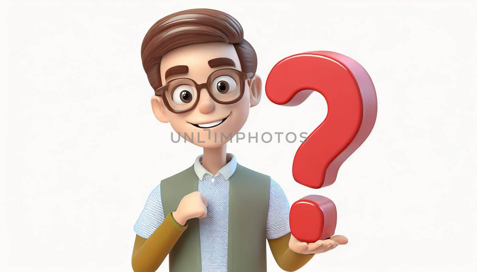 3d human with a red question mark