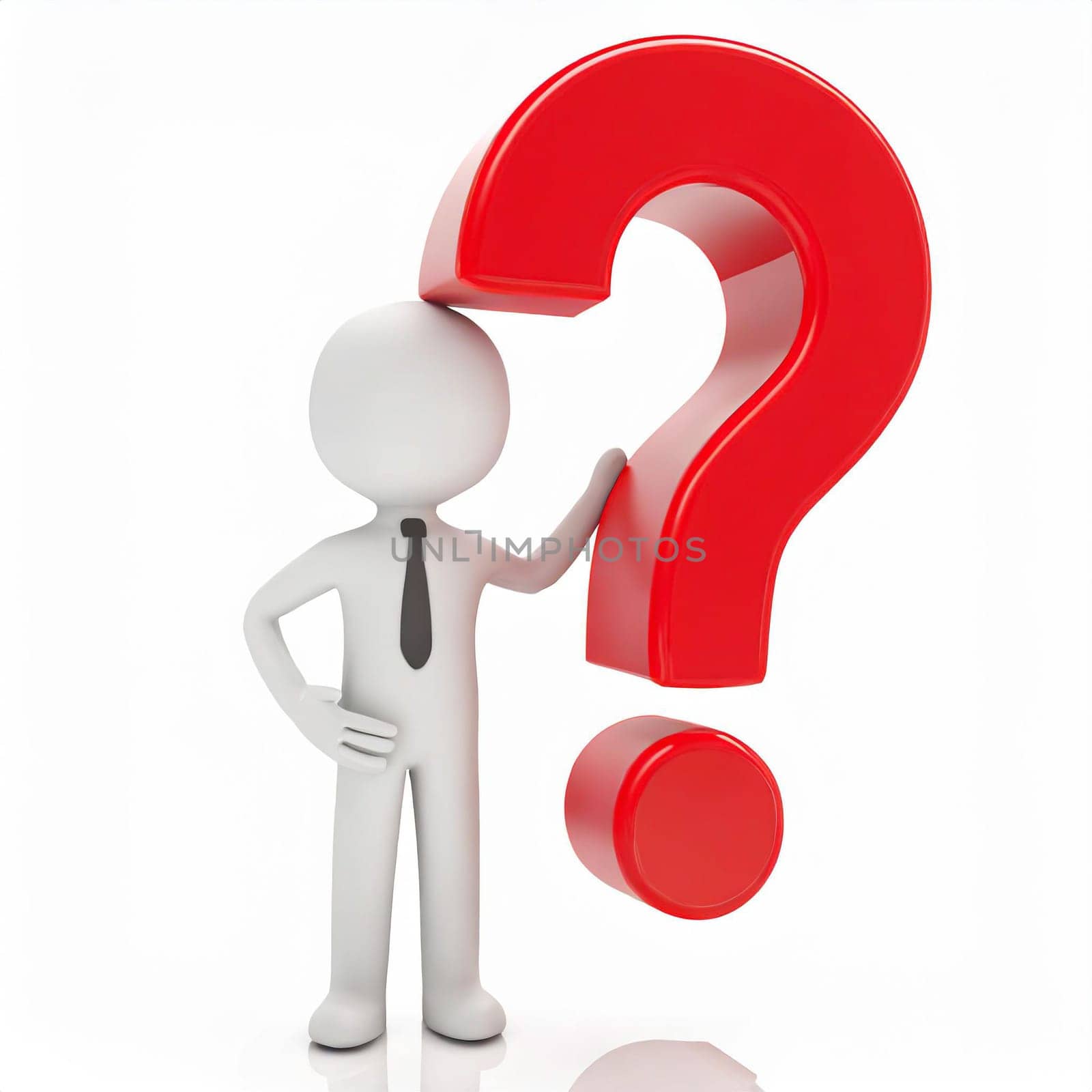 3d human with a red question mark