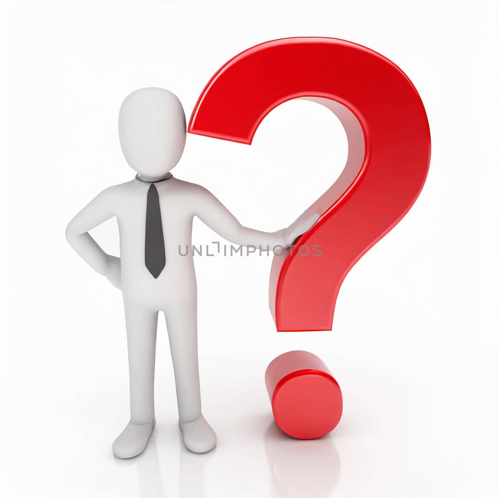 3d human with a red question mark