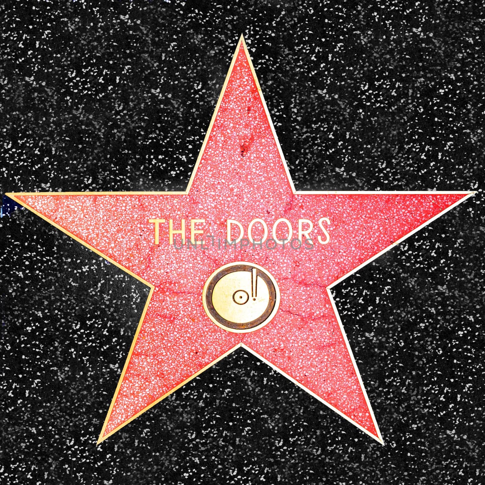Los Angeles, USA - March 5, 2019: closeup of Star on the Hollywood Walk of Fame for the Doors