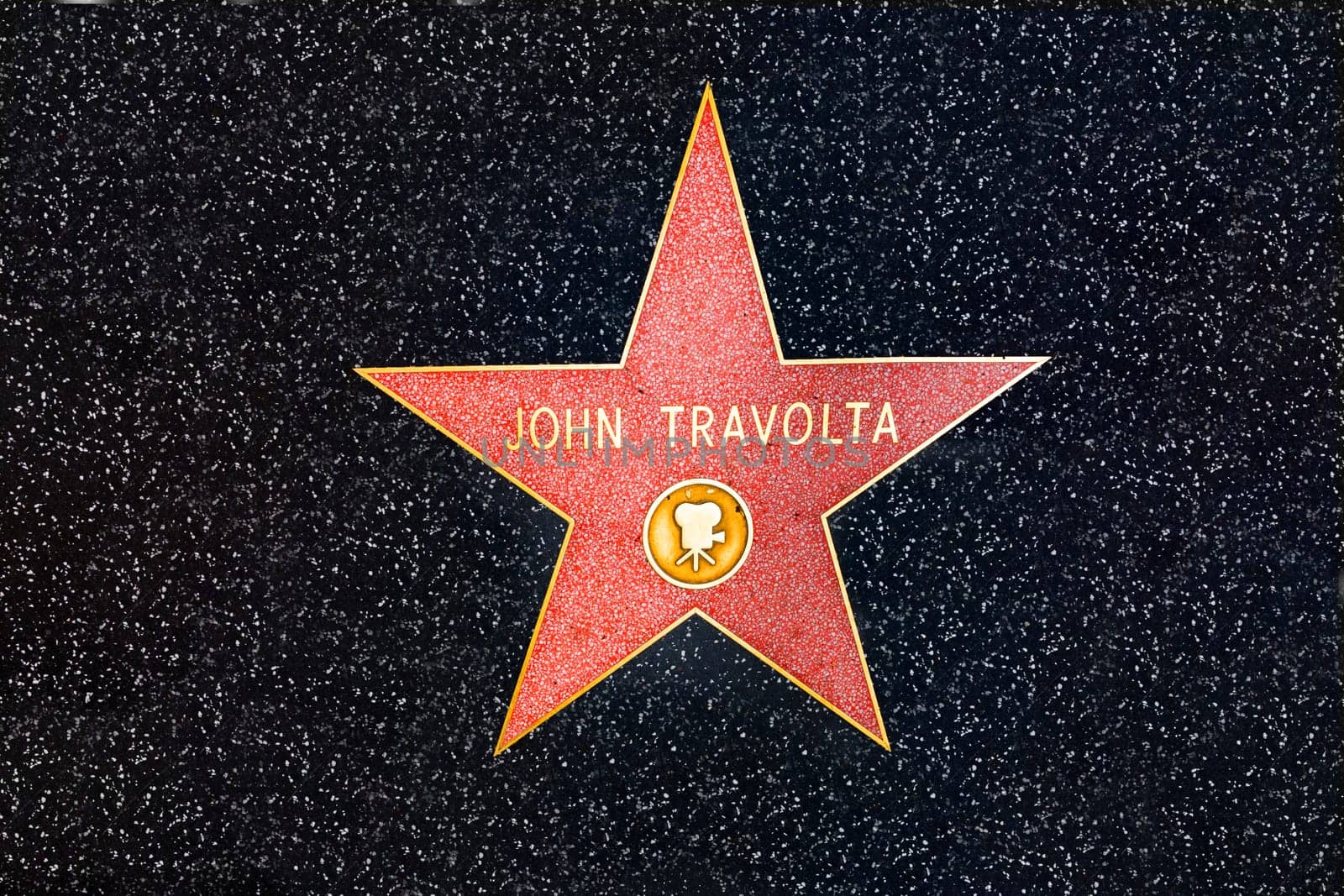 Los Angeles, USA - March 5, 2019: closeup of Star on the Hollywood Walk of Fame for John Travolta.
