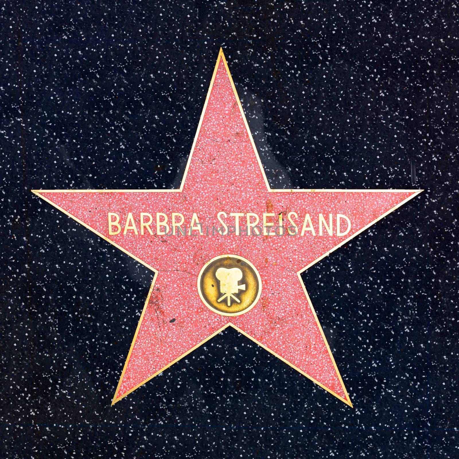 Los Angeles, USA - March 5, 2019: closeup of Star on the Hollywood Walk of Fame for Barbra Streisand.