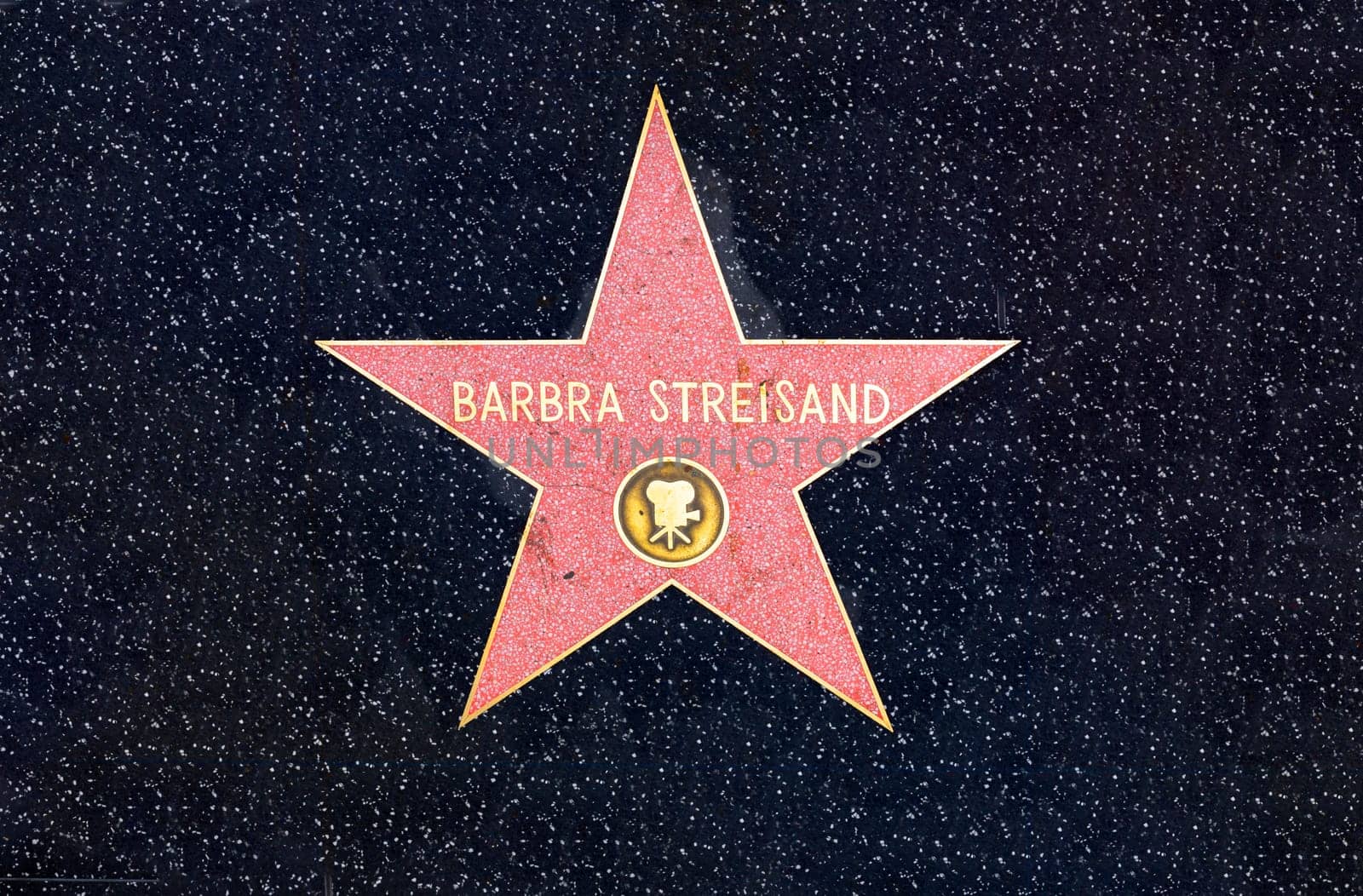 Los Angeles, USA - March 5, 2019: closeup of Star on the Hollywood Walk of Fame for Barbara Streisand.
