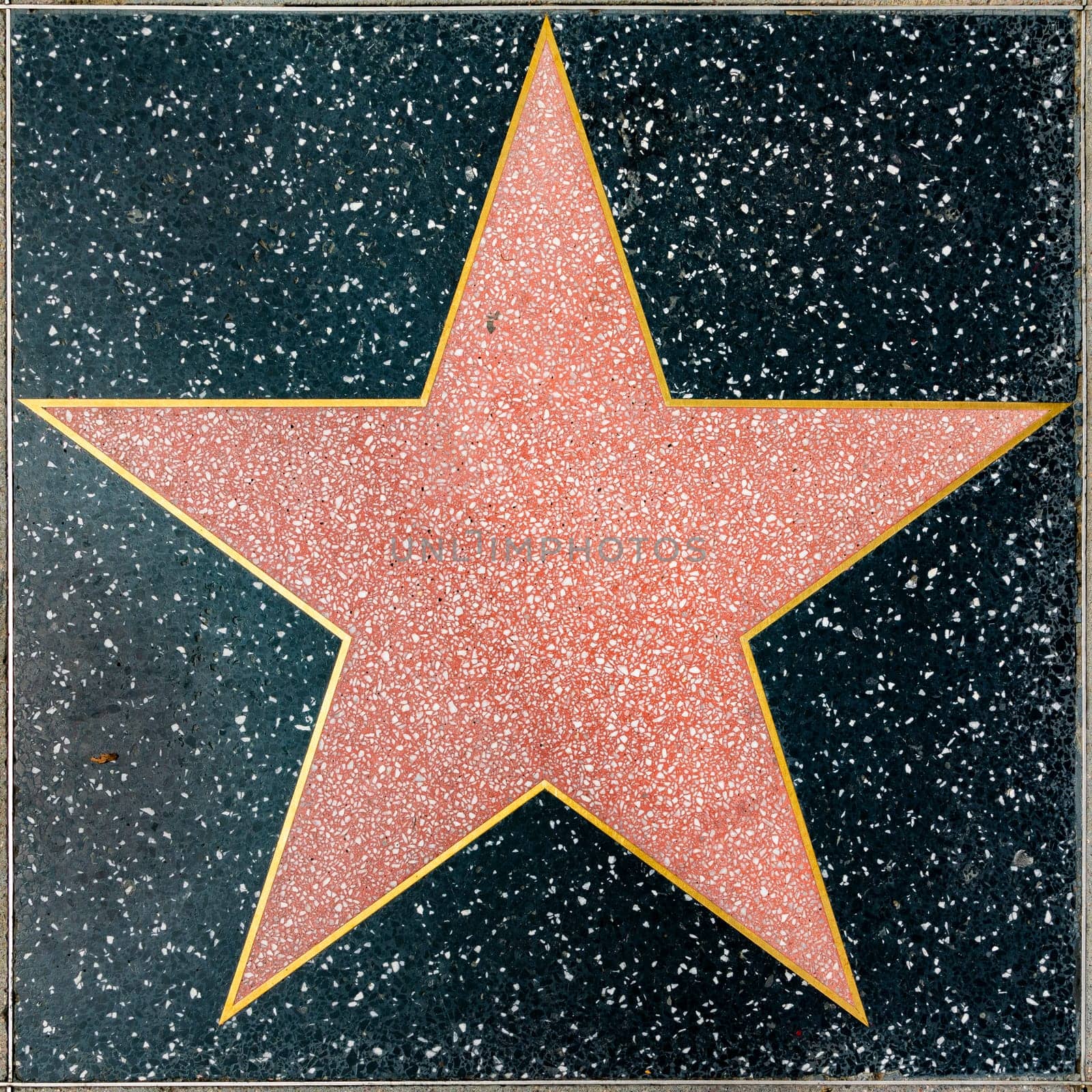 Los Angeles, USA - March 5, 2019:  closeup of empty Star on the Hollywood Walk of Fame.