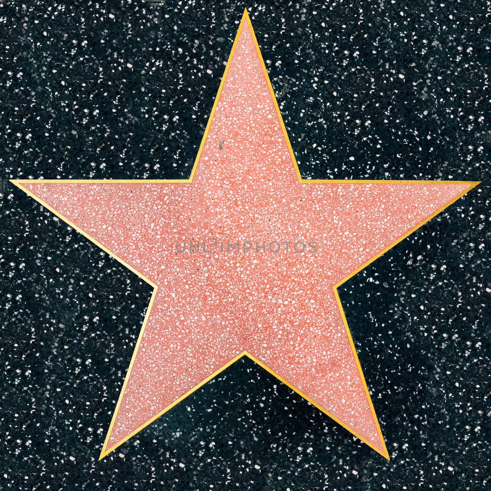 Los Angeles, USA - March 5, 2019:  closeup of empty Star on the Hollywood Walk of Fame.