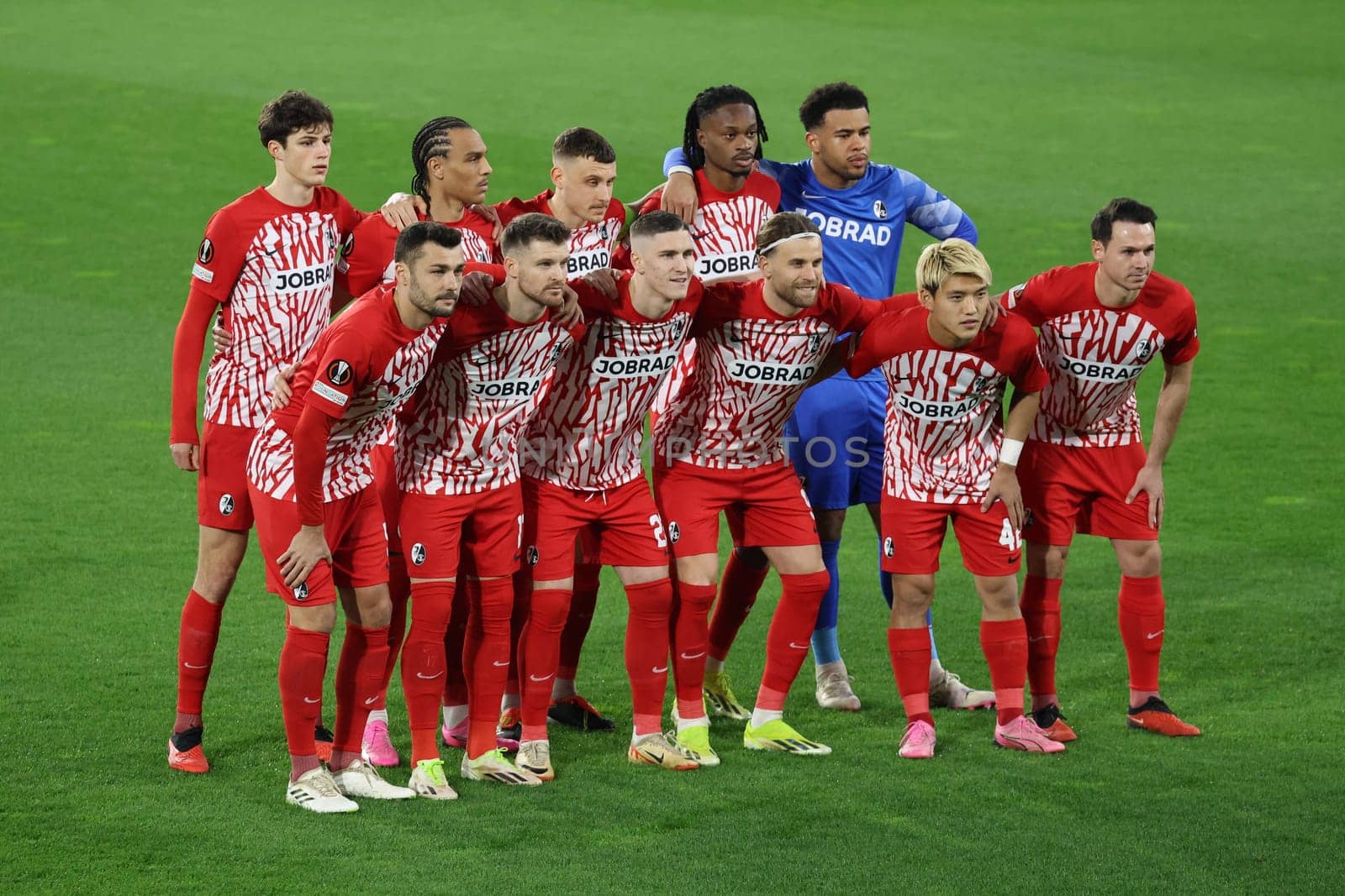 The starting line-up of SC Freiburg for the match of the Football Europa League - Qualification 1/8 Final,SC Freiburg vs RC Lens