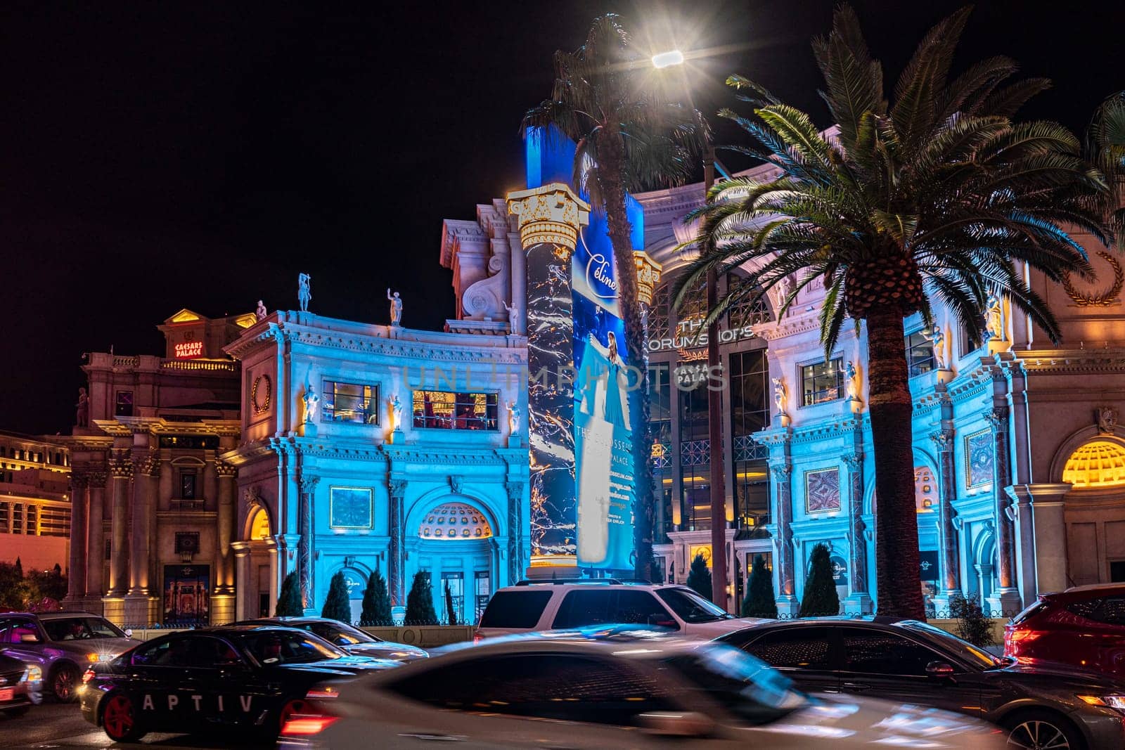 Las Vegas, USA - March 9,2019 : The Forum shops in Las Vegas.The mall connected to the Caesars Palace hotel and casino and it simulates ancient Roman streets.