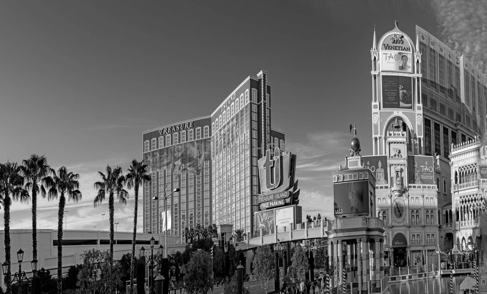Las Vegas, USA - March 9, 2019: tourists enjoy gondola ride at the venetian hotel and casino in Las Vegas, USA.