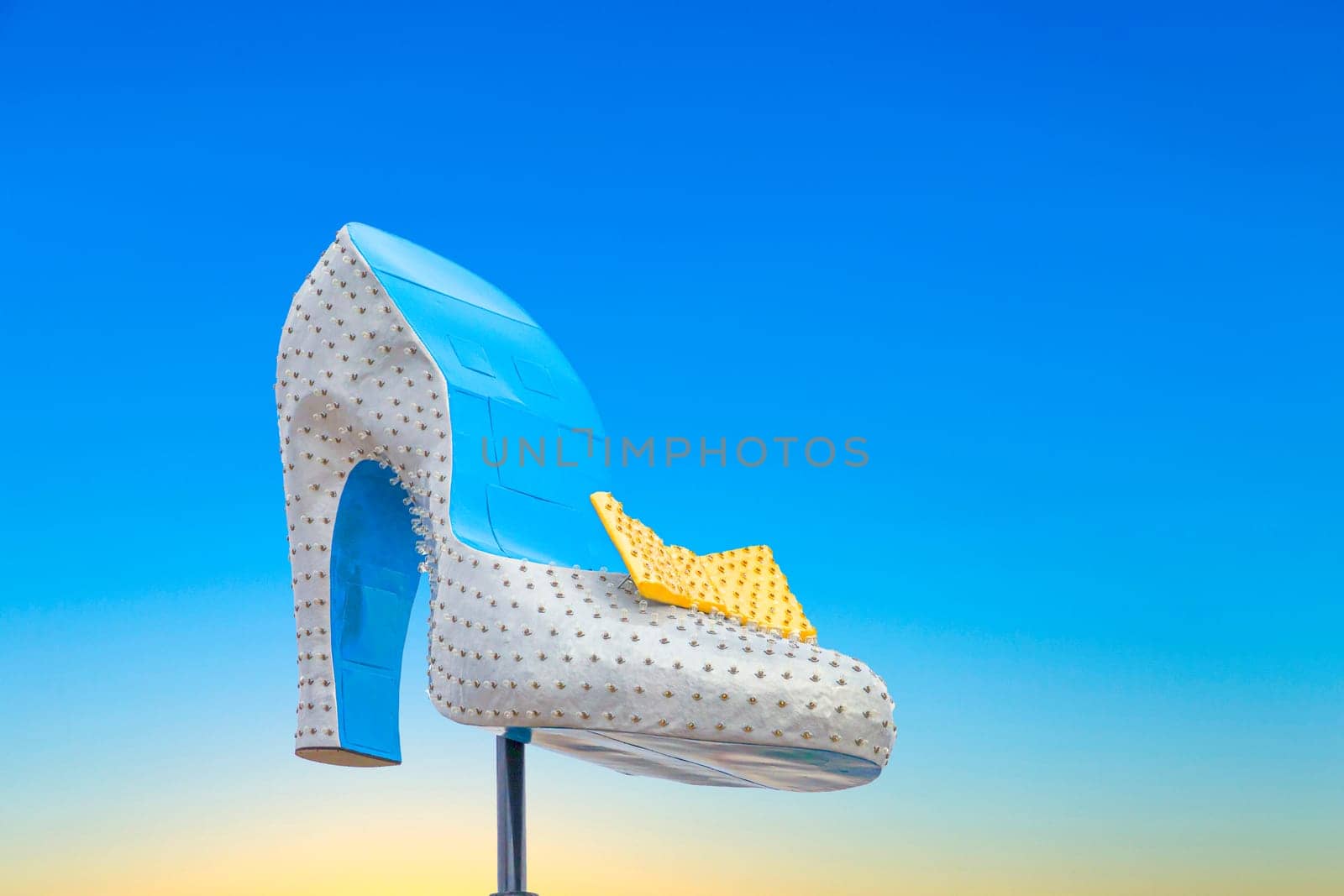 Las Vegas,  USA - March 10, 2019: The iconic Silver Slipper neon sign downtown Las Vegas, near the popular Neon Bone Yard Museum. Las Vegas is known for its historical and beautiful neon signs.