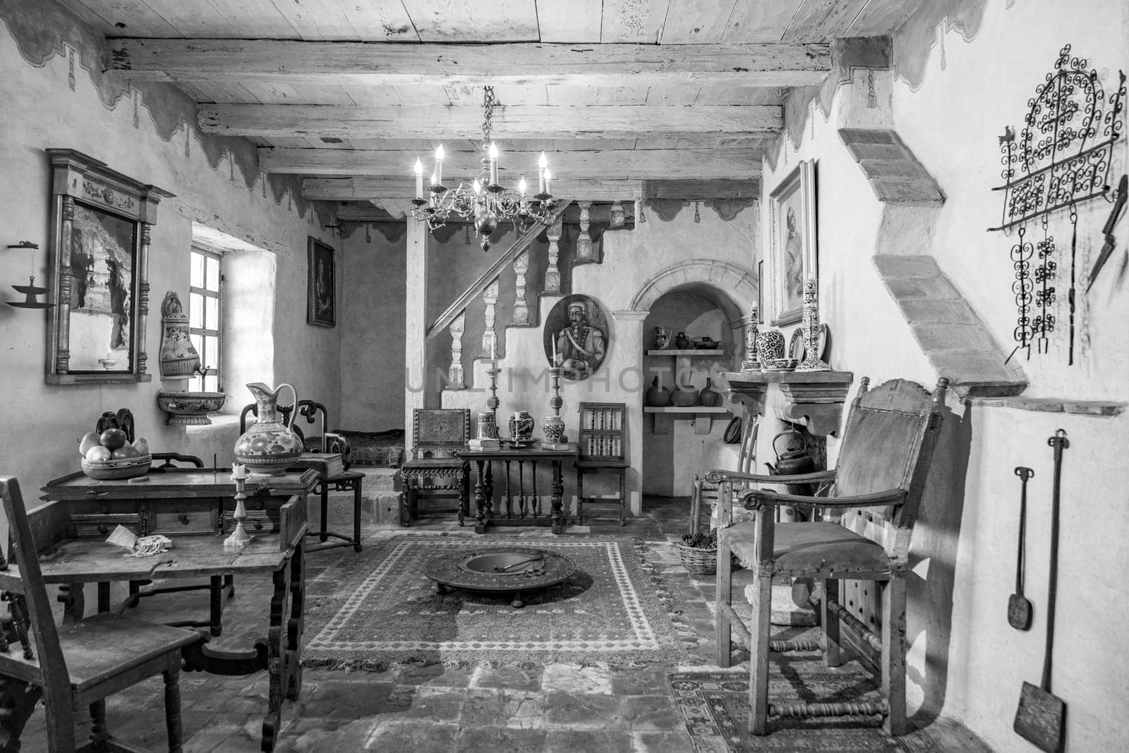 Carmel, USA - March 15, 2019:  priors room at Carmel Mission San Carlos Borromeo in Carmel, USA. Pope Paul II was worshiping the holy maria at Carmel.