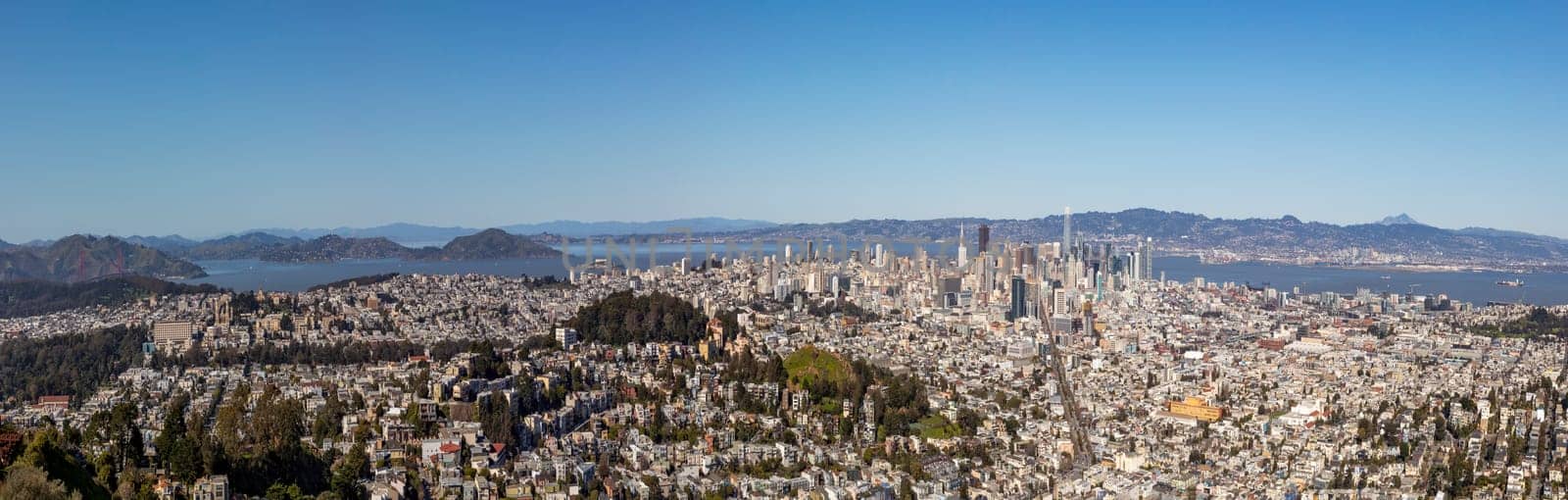 San Francisco, USA - March 13, 2019: view to skyline of San Francisco on a sunny day.