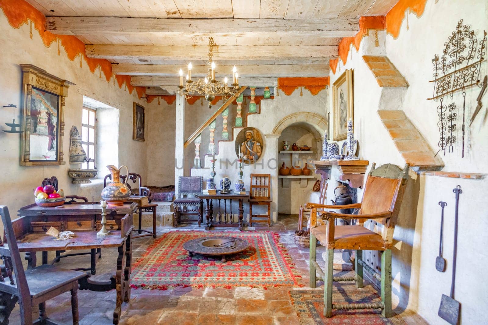 Carmel, USA - March 15, 2019:  priors room at Carmel Mission San Carlos Borromeo in Carmel, USA. Pope Paul II was worshiping the holy maria at Carmel.