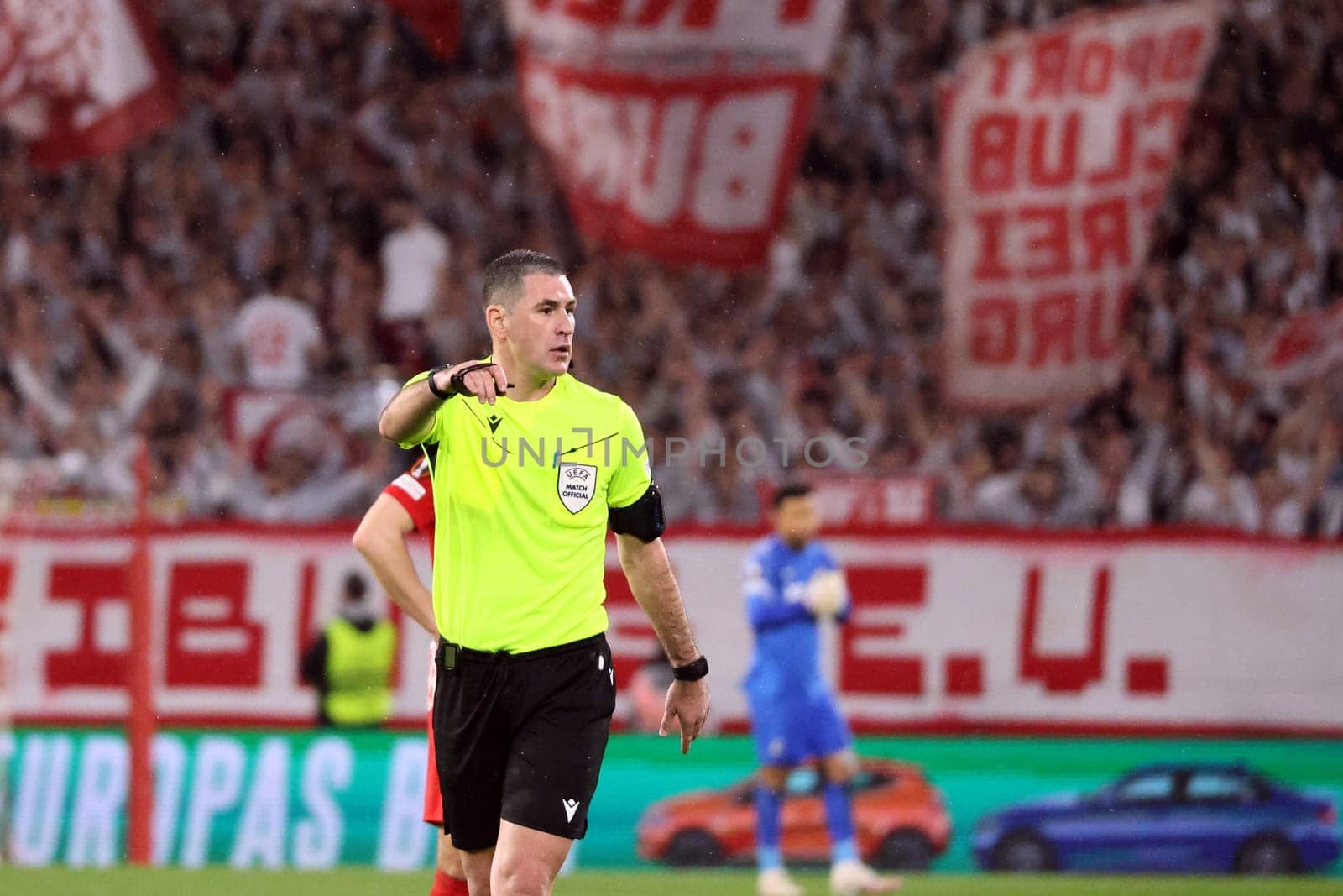 Referee: Rade Obrenovic (Slovenia) during the match of the Football Europa League - Qualification 1/8 Final,SC Freiburg vs RC Lens