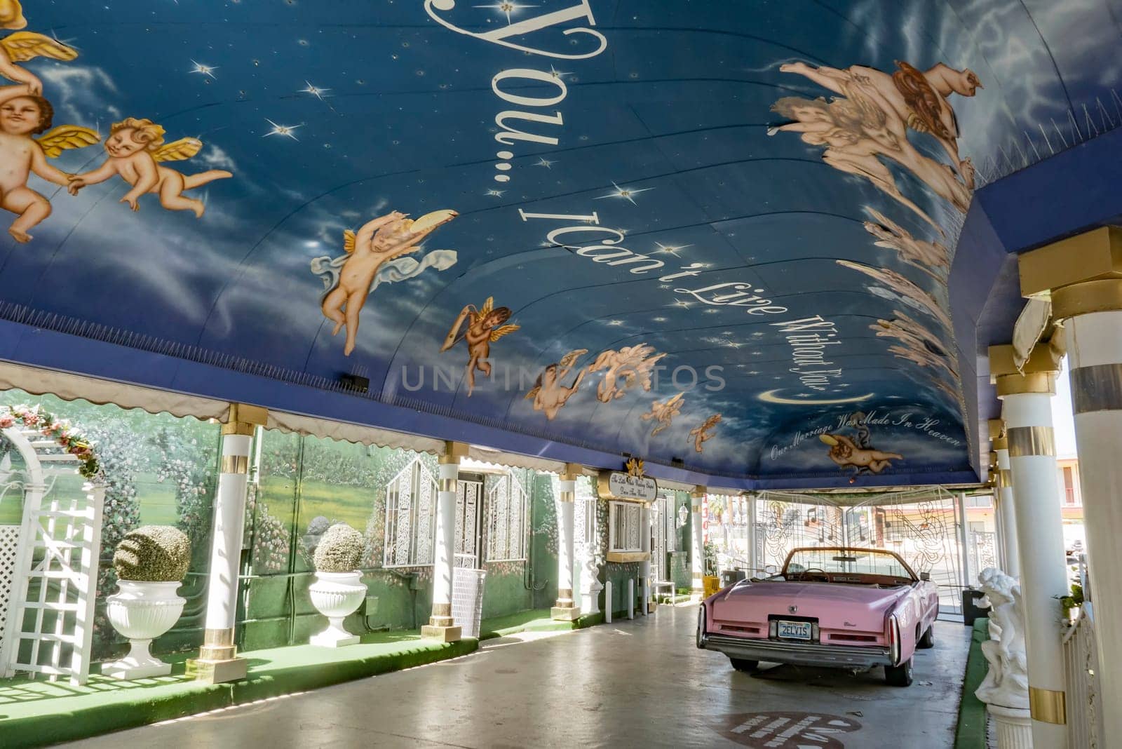 Las Vegas, USA - May 25, 2022: Little White Wedding Chapel  in Las Vegas, USA. Michael Jordan and Joan Collins married in that chapel.