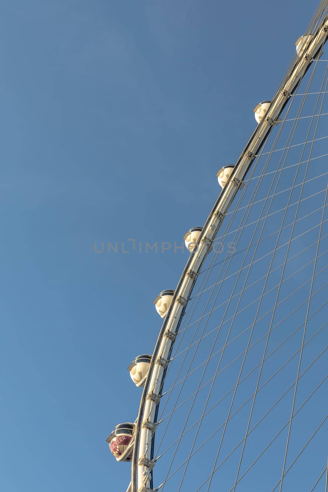 Las Vegas, USA - May 24, 2022: view to high roller observation wheel in Las Vegas, the world largest ferris wheel.