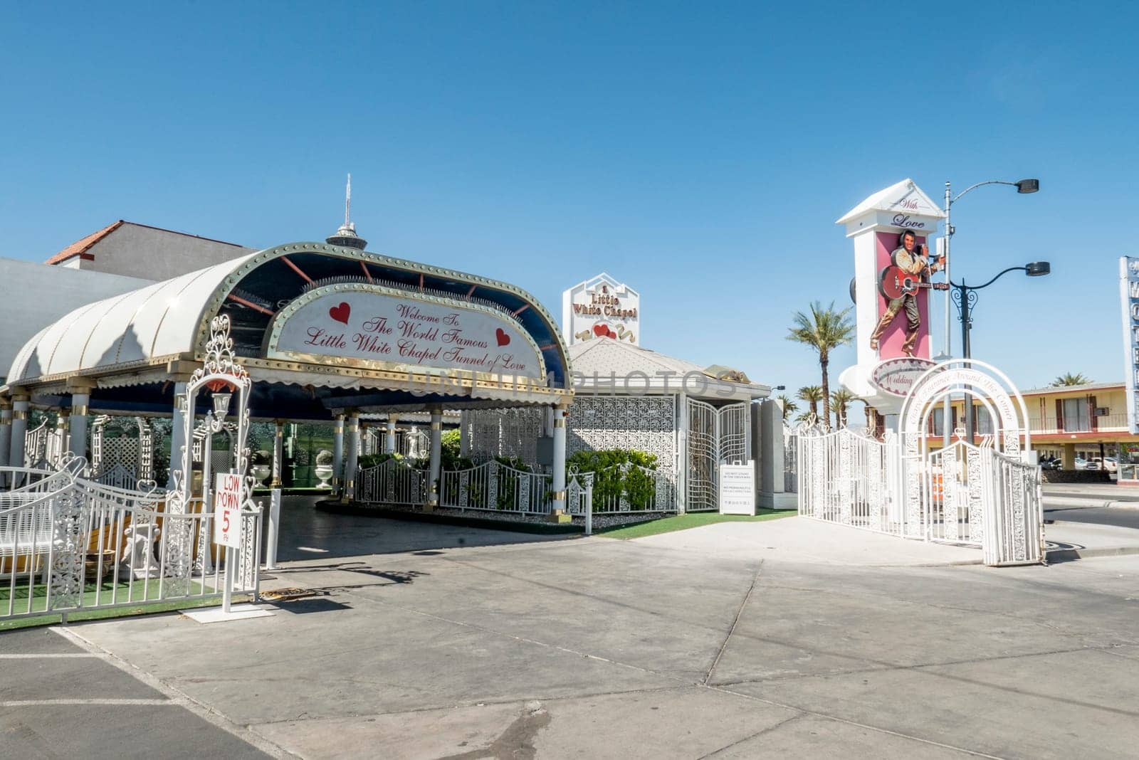 Las Vegas, USA - May 25, 2022: Little White Wedding Chapel  in Las Vegas, USA. Michael Jordan and Joan Collins married in that chapel.