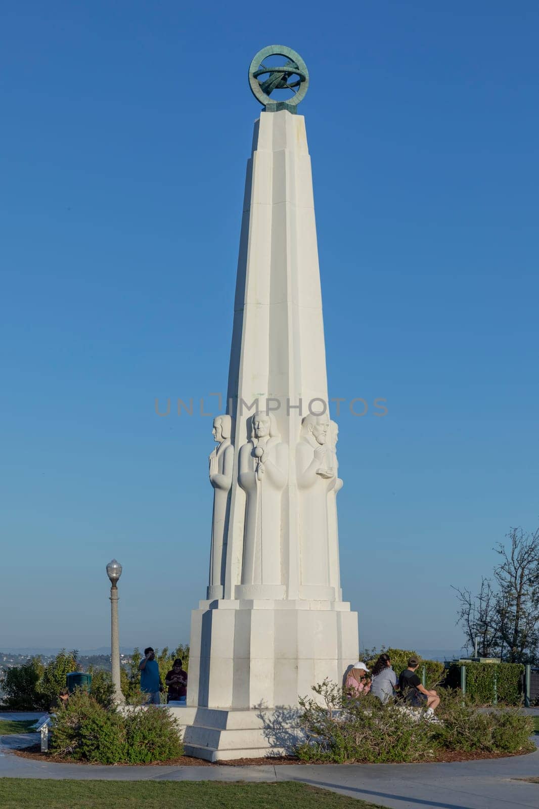 Los Angeles, USA - March 17, 2019: People at Griffith Observatory in Los Angeles in sunset time. The observatory is open to public with free entrance.