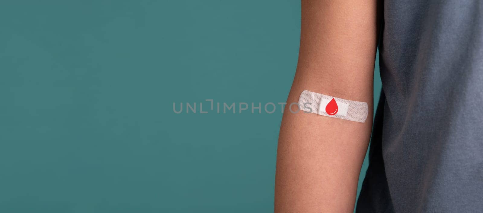 Arm with plaster, blood cells, donate plasma, world blood donor day, health care, transfusion, Leukaemia disease