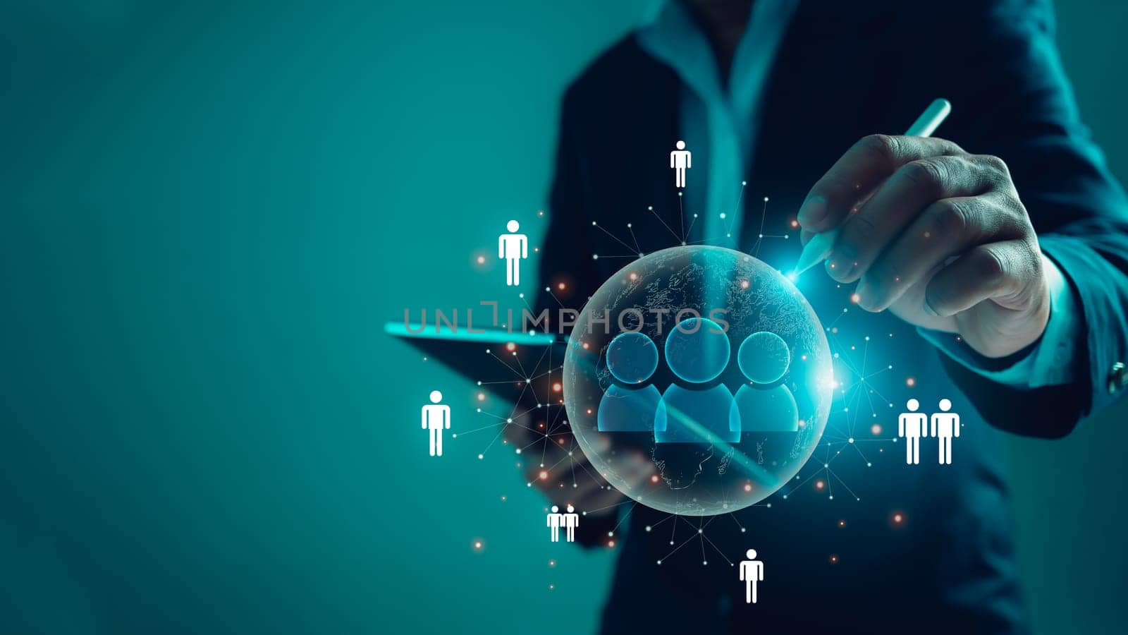 Businessman use a stylus pen in the selection of business target groups. Target customer, Customer behavior concept. Marketing plan and strategies, Customer centric strategies.