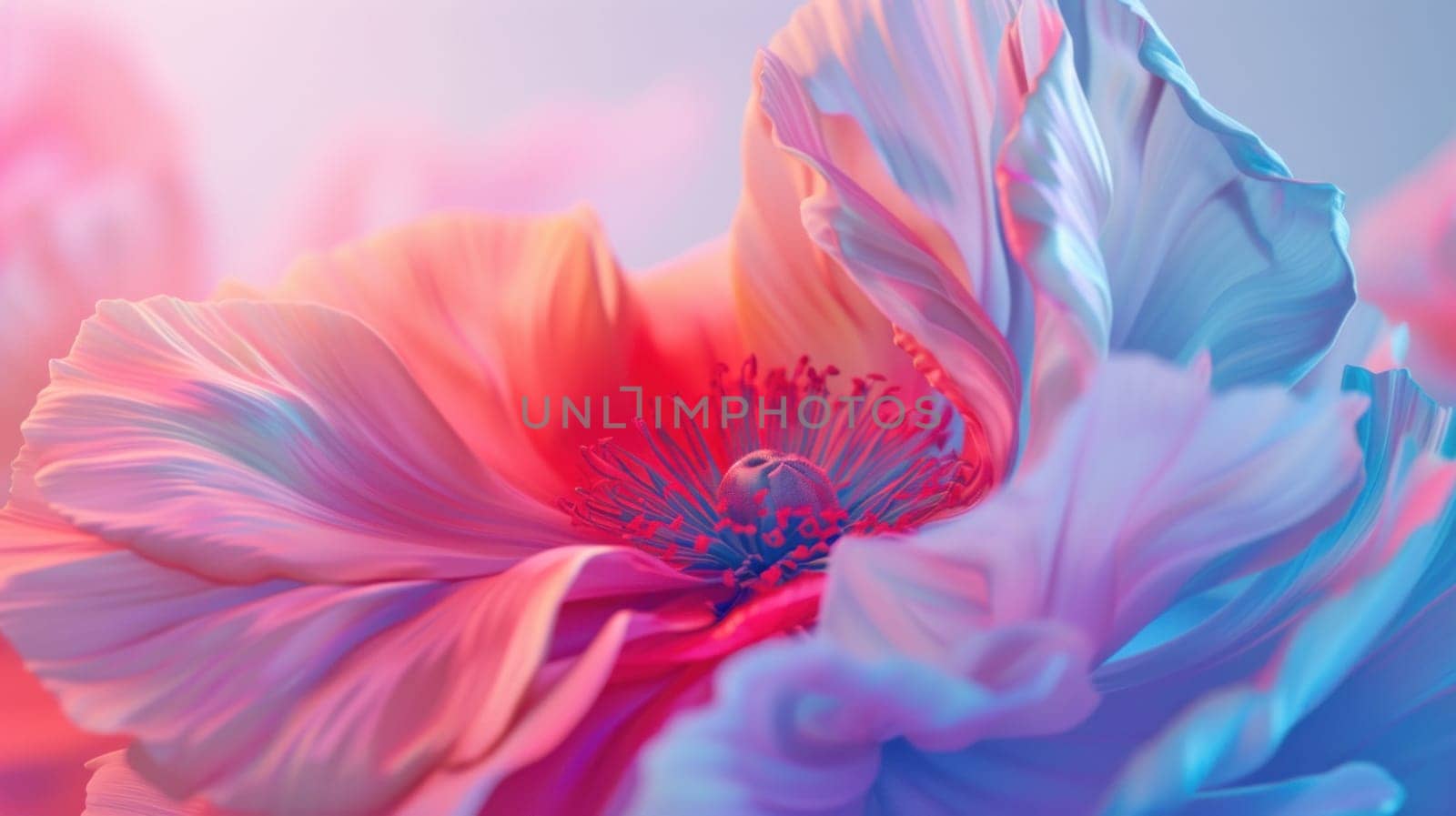 Vibrant flower close up. Created using AI generated technology and image editing software.