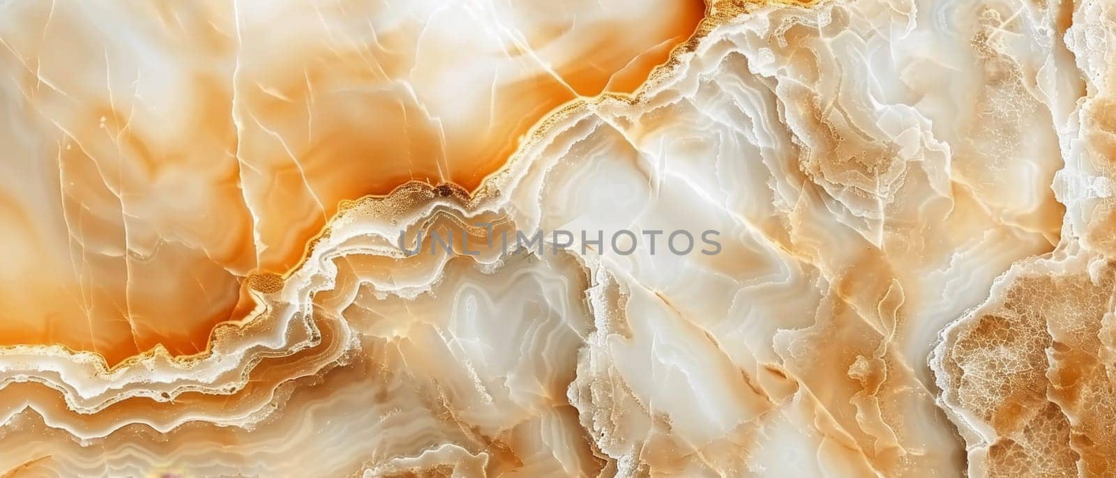 Panoramic shot of creamy marble with a network of soft white veins. This image showcases the smooth texture and classic appeal of marble