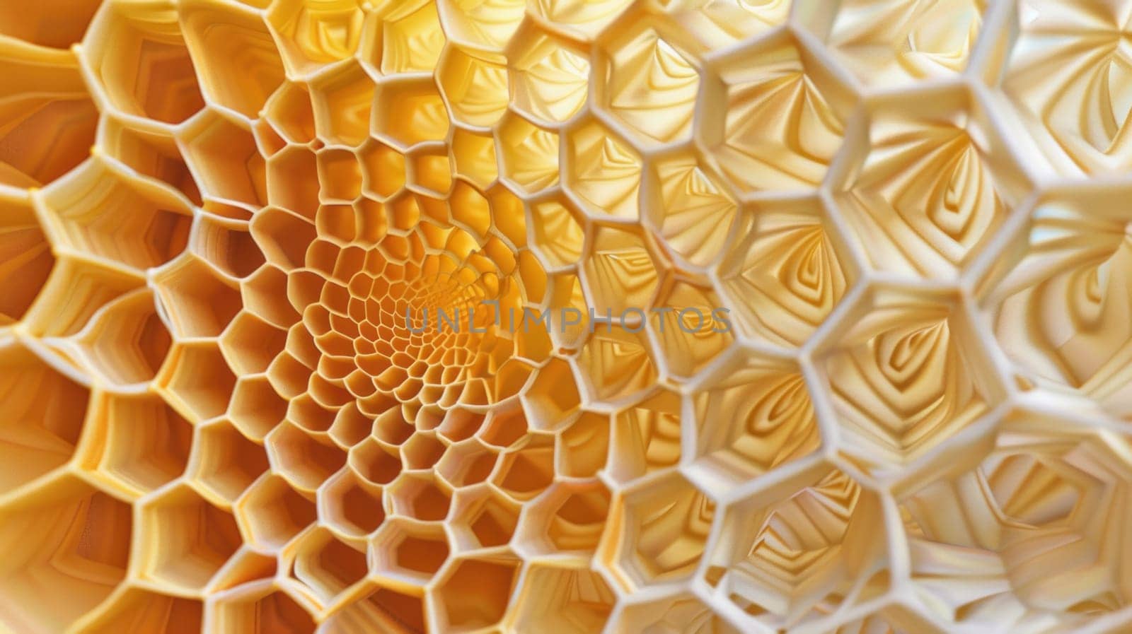 Honeycomb pattern in soft light. Created using AI generated technology and image editing software.