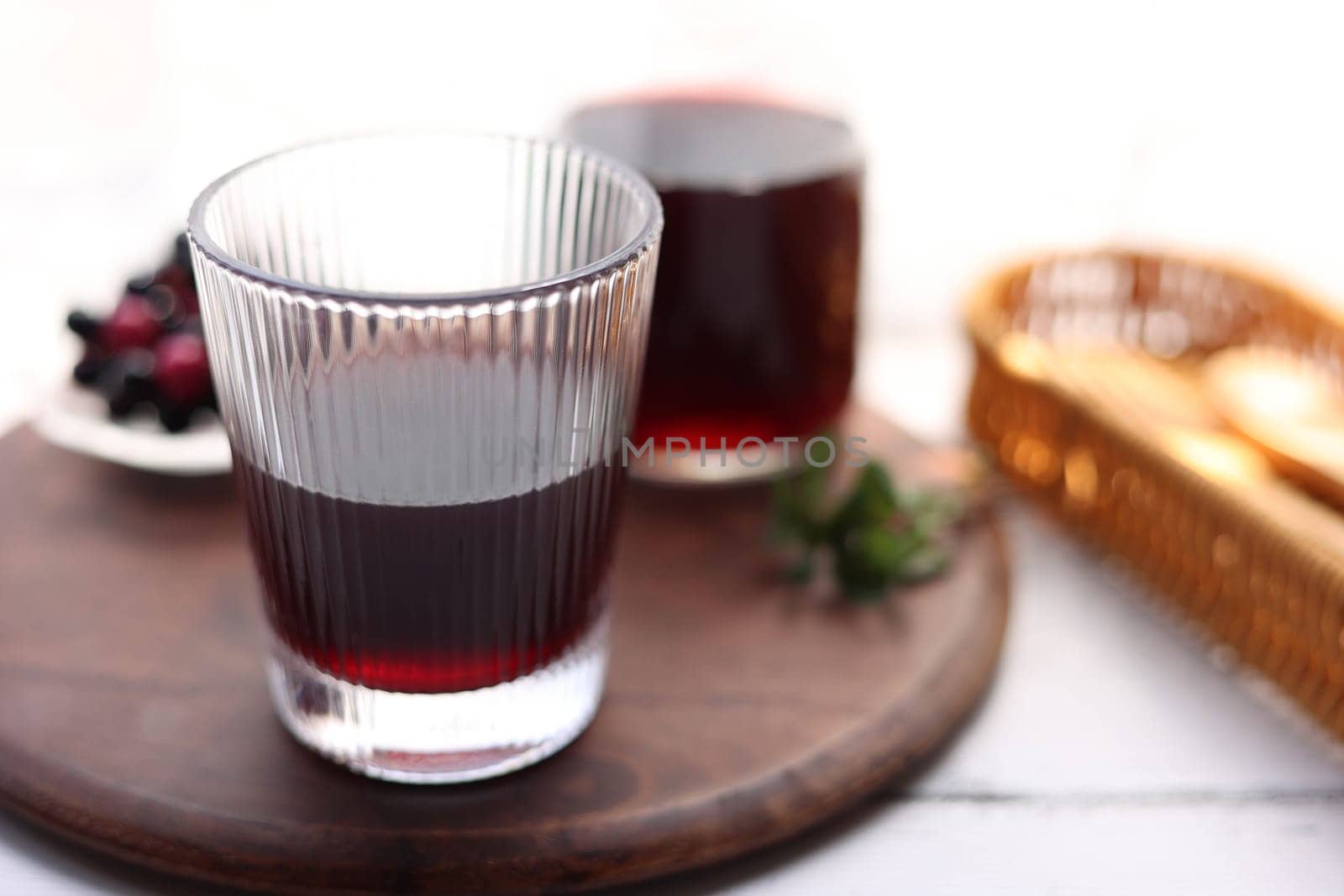 Grape juice poured into a stylish glass
