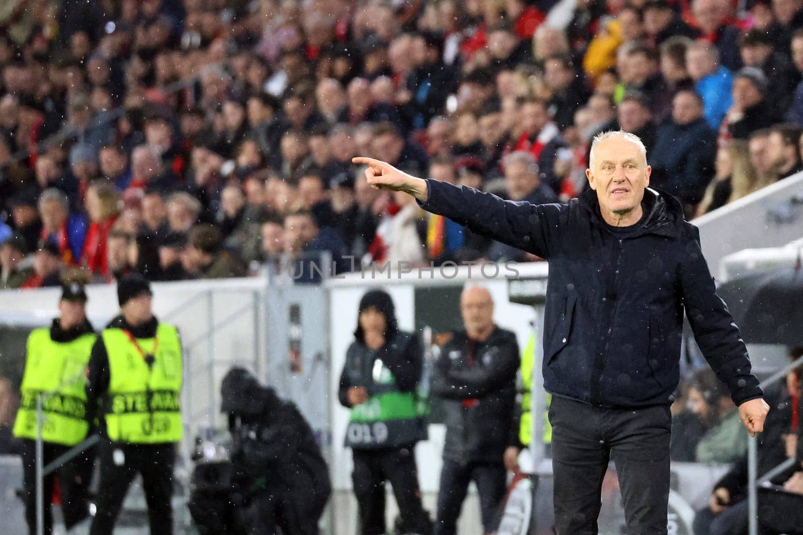 Coach Christian Streich (SC Freiburg) during the match of the Football Europa League - Qualification 1/8 Final,SC Freiburg vs RC Lens