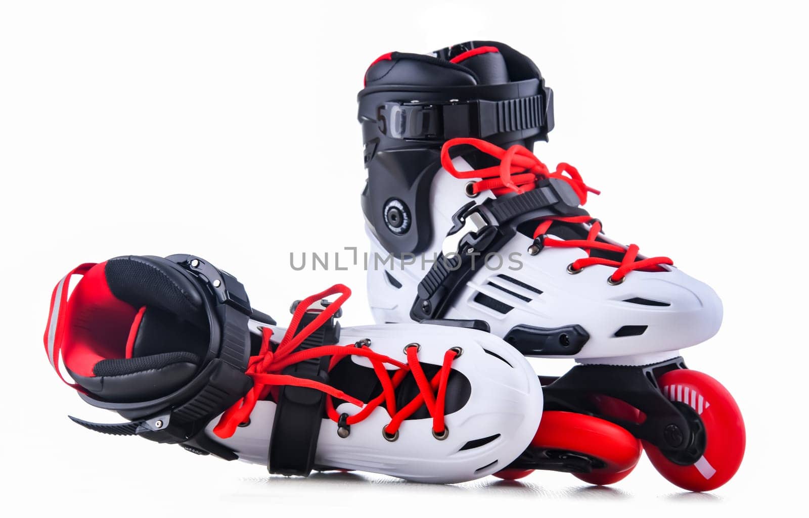 A pair of inline skates isolated on white background.