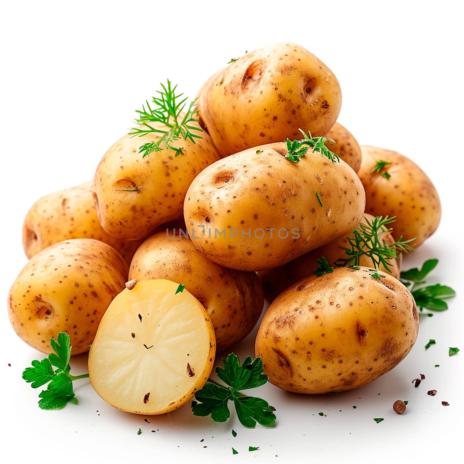 Potato vegetable on white isolated background AI generated image