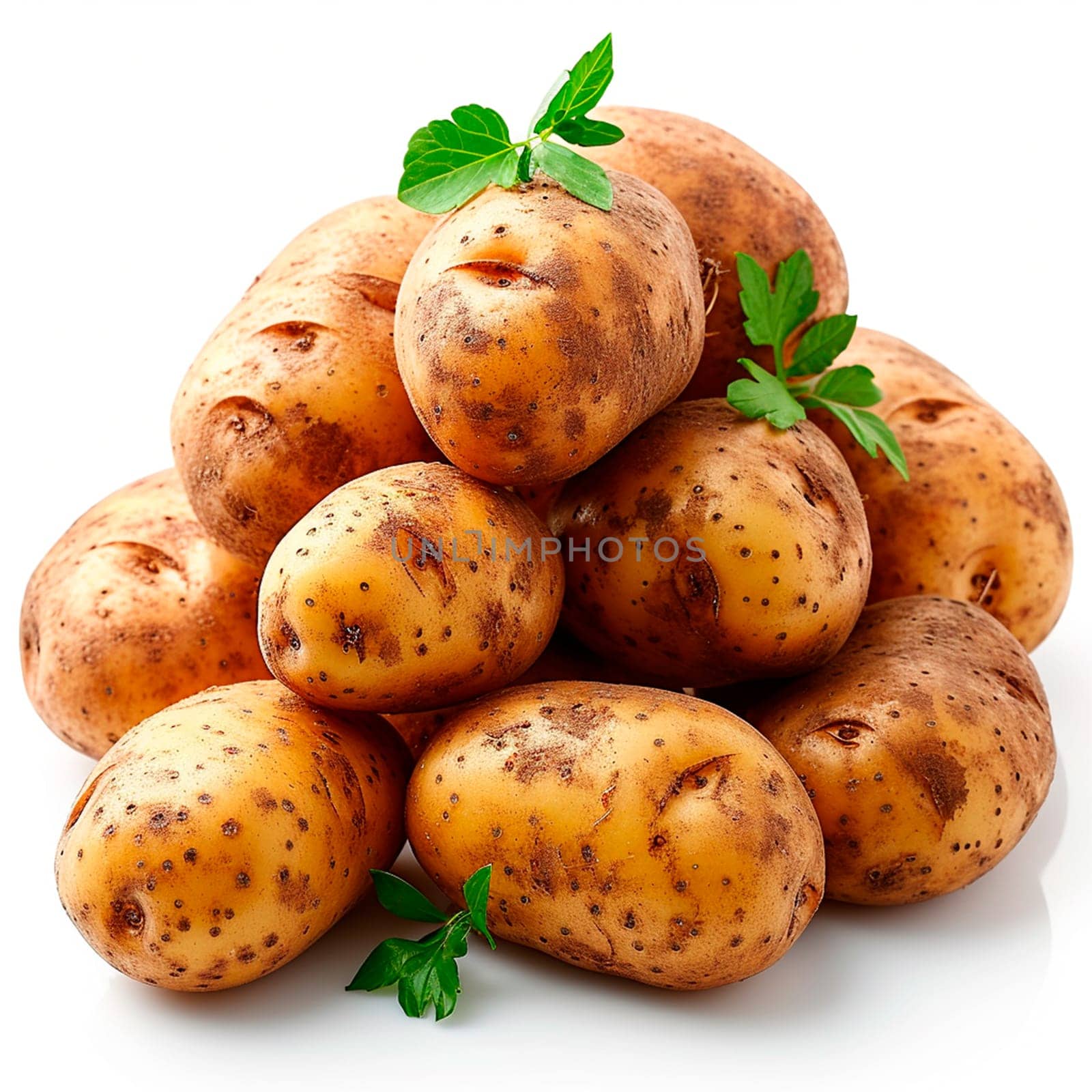 Potato vegetable on white isolated background AI generated image