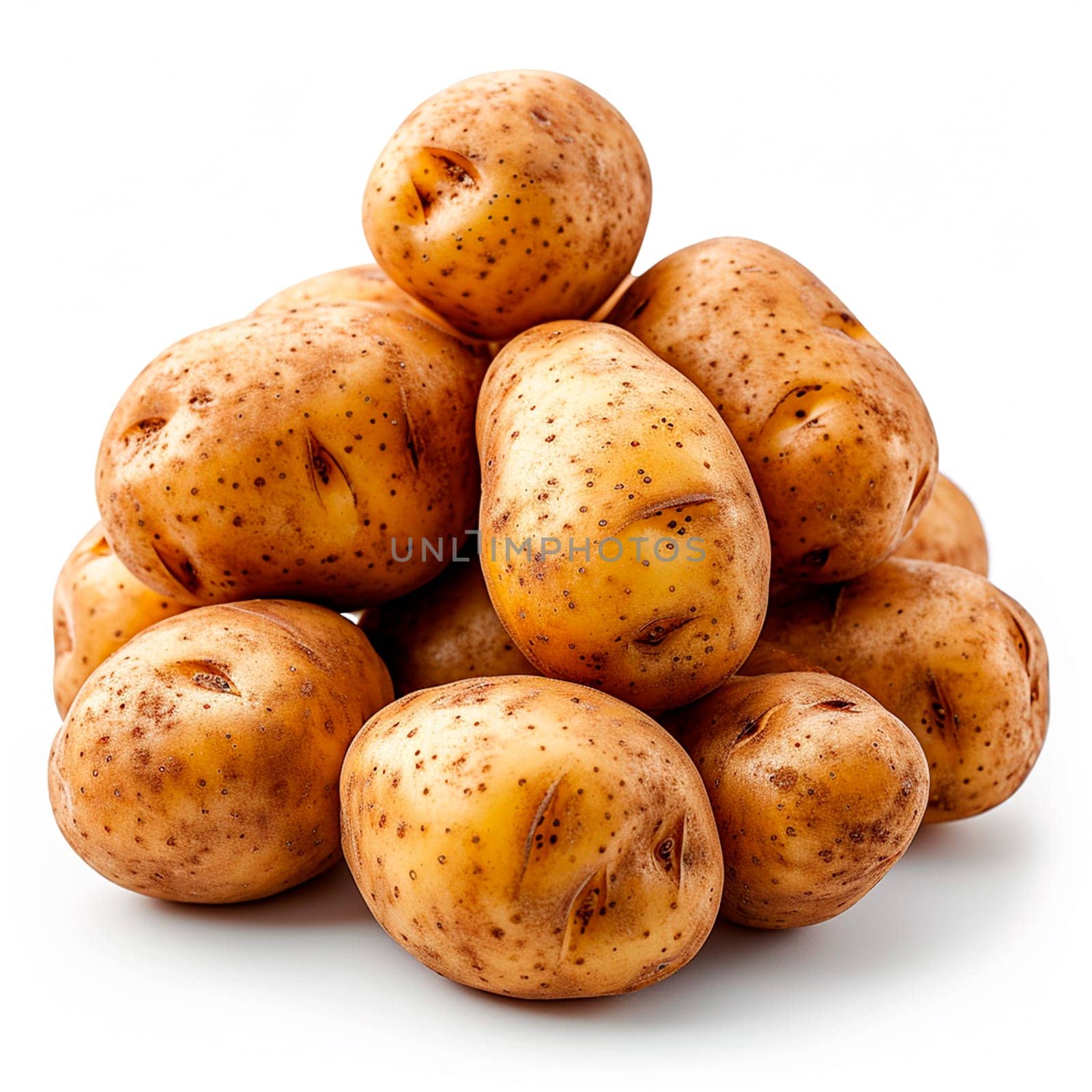 Potato vegetable on white isolated background AI generated image