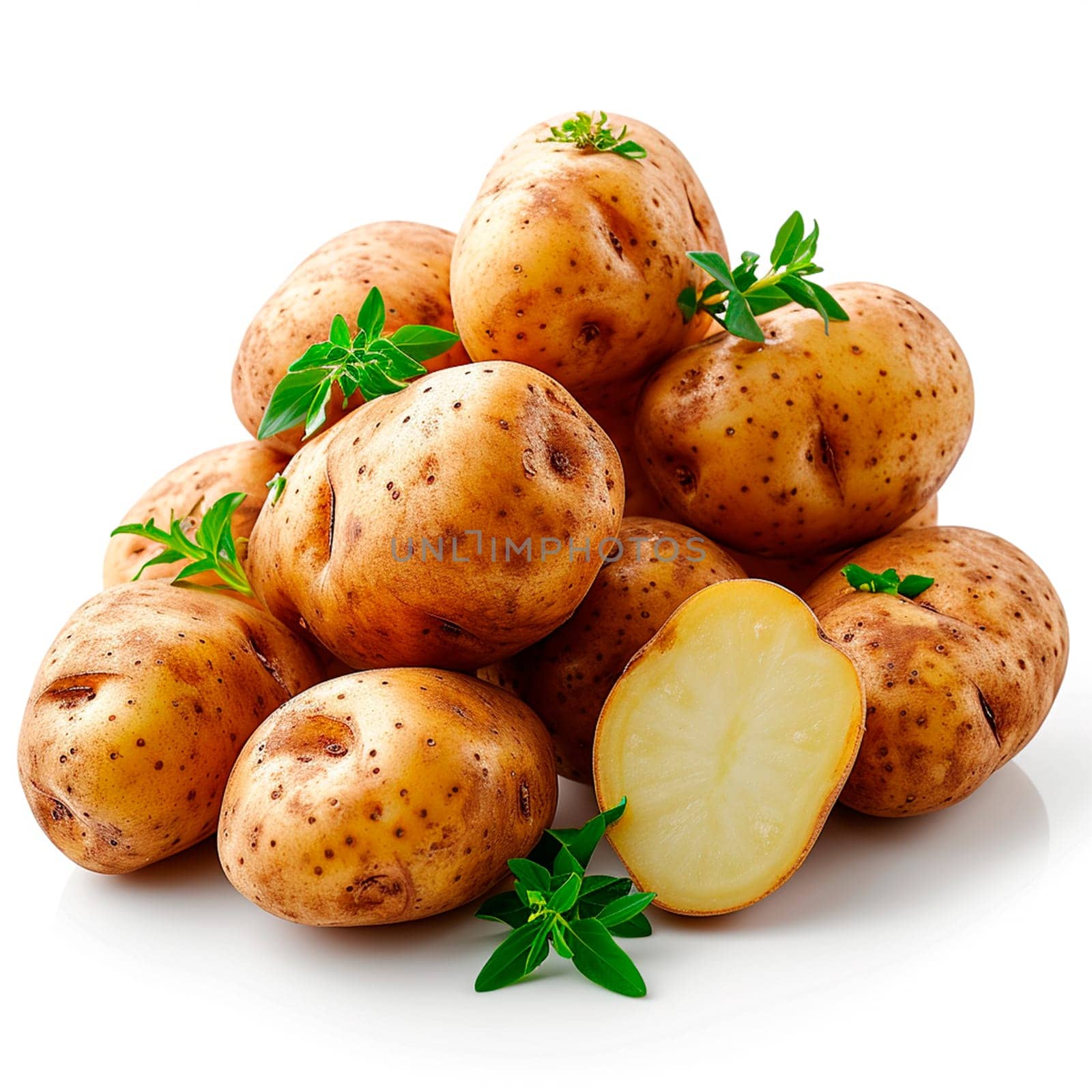 Potato vegetable on white isolated background AI generated image