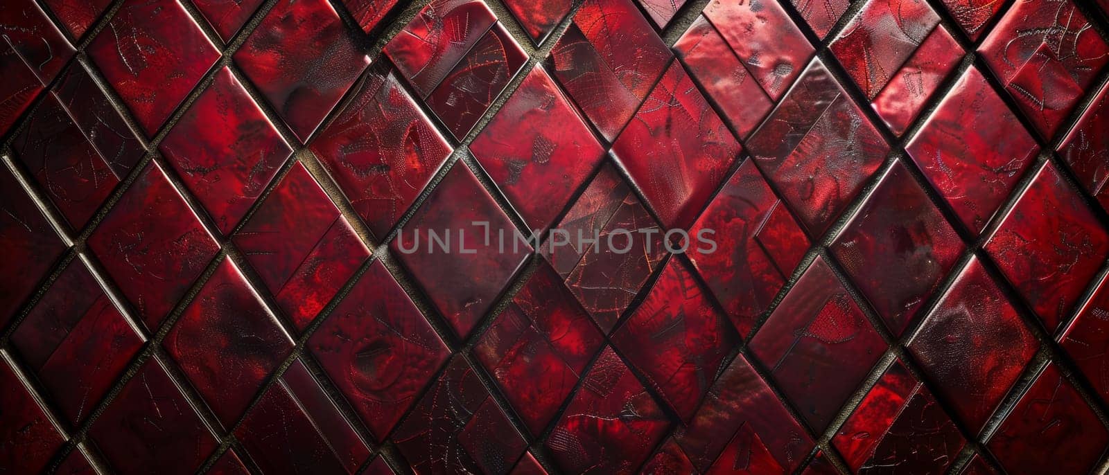 This image displays an enigmatic mosaic of geometric tiles set against a dark green backdrop. The depth and mystery of the dark green enhance the intrigue of the geometric patterns