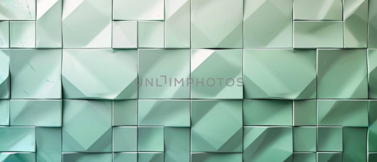 Capturing a serene atmosphere, this image features geometric tiles in soothing light green shades. The design promotes a sense of calm and relaxation with its harmonious pattern