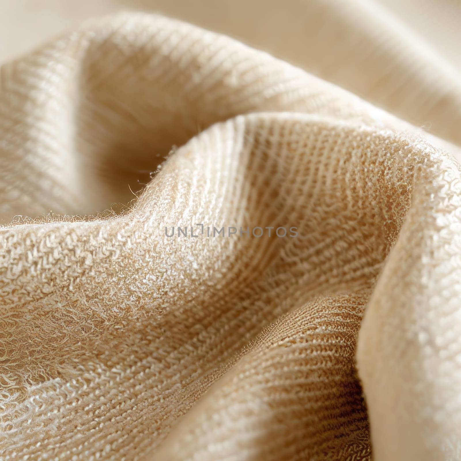 Close-up of beige wool fabric, highlighting texture and quality