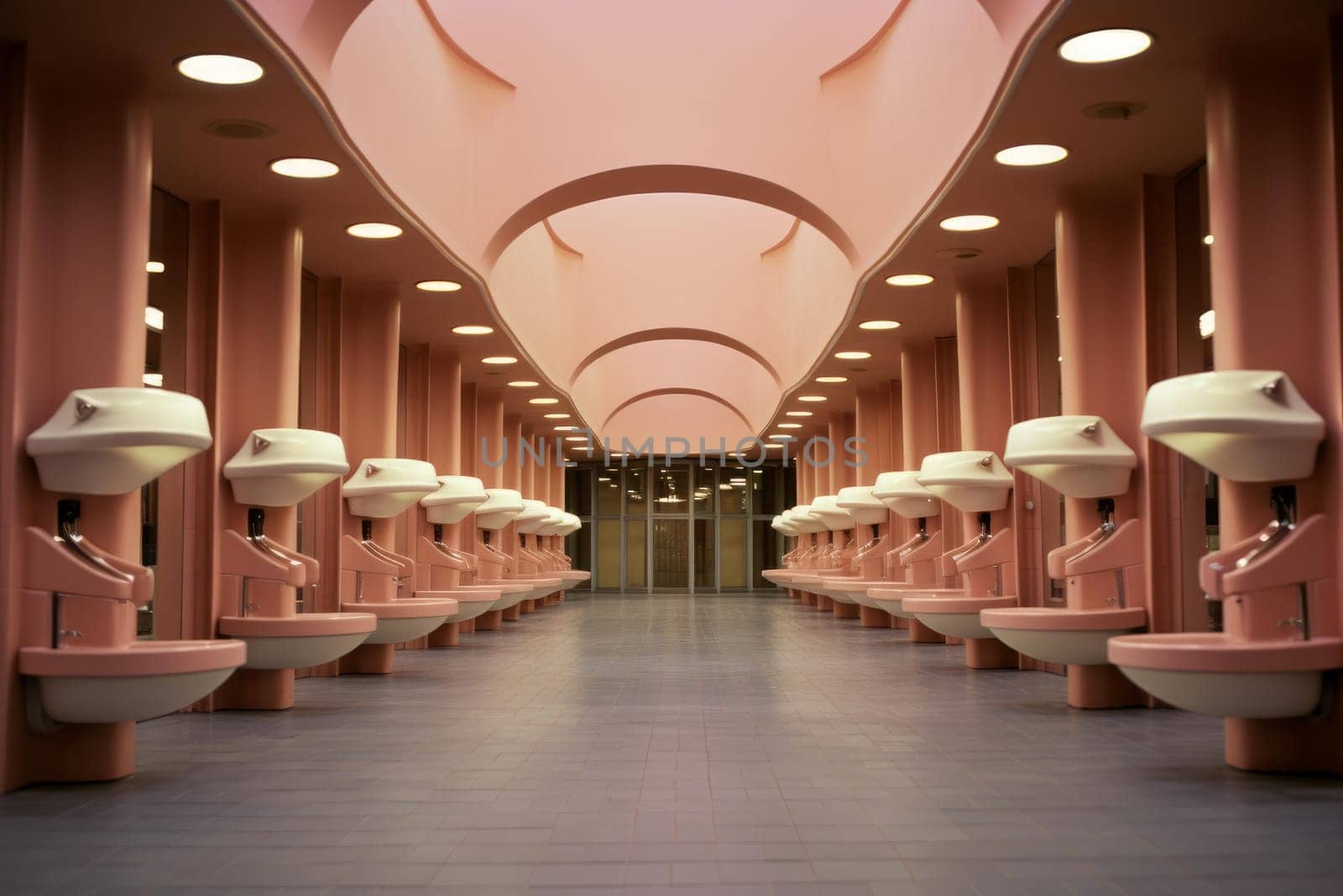 Public toilet shopping mall. Direction door. Generate Ai