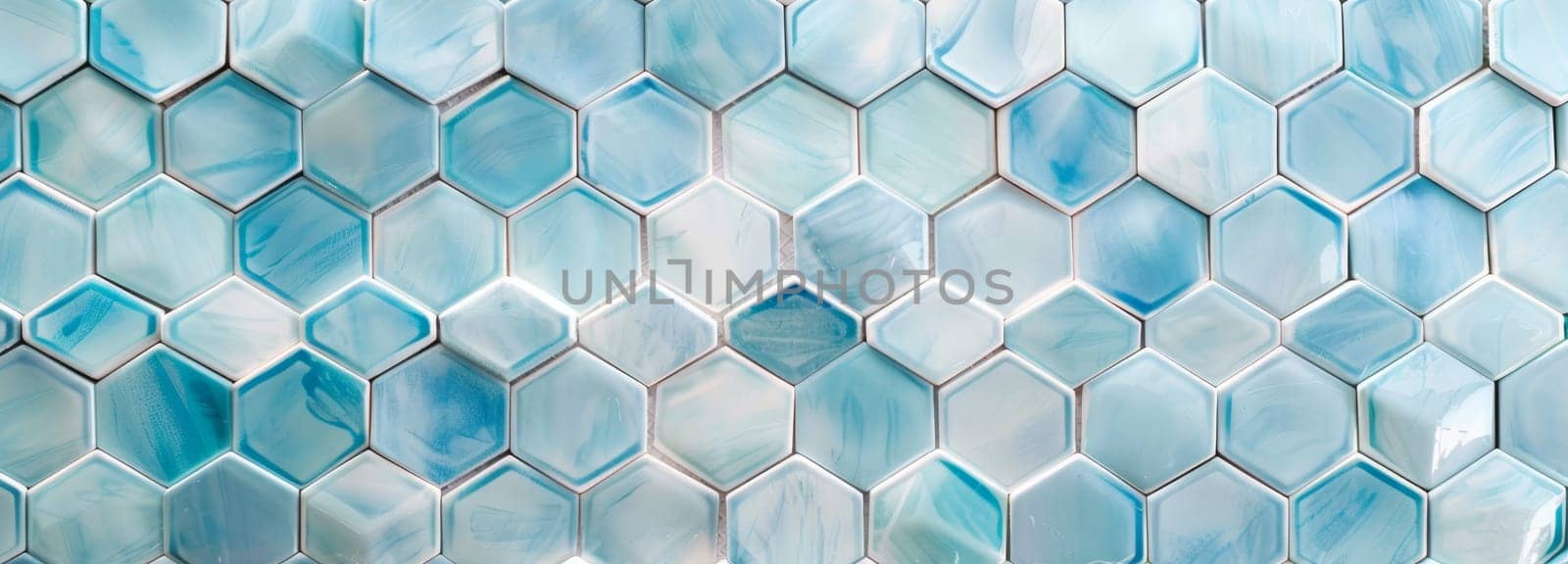 This image radiates elegance with its geometric tiles set against a crisp, light blue background. The refreshing hue and precise patterns create a visually striking and serene ambiance